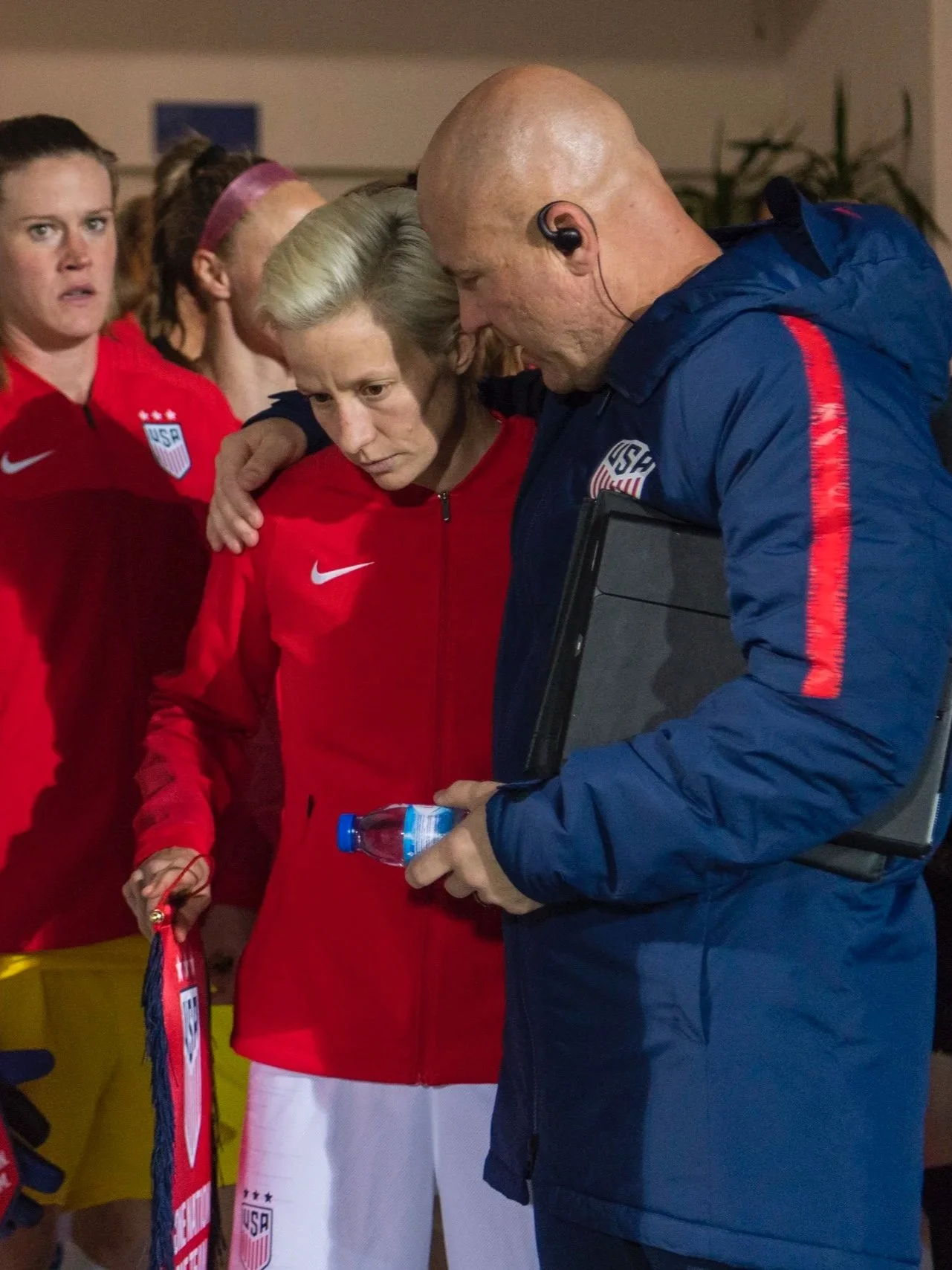 Megan Rapinoe and Graeme Abel prior to USWNT vs. Portugal in 2019.