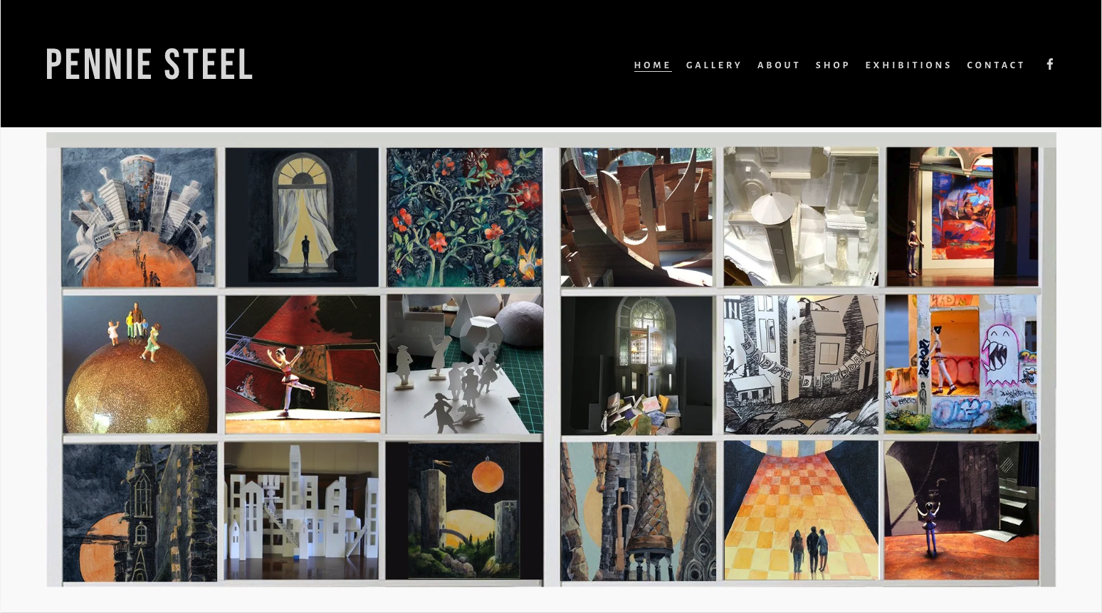 Delve a little into the amazing world of Pennie Steel. Her paintings are extraordinary and diverse. Her imaginary structures created from paper, cardboard and styrofoam are a joy to behold. 