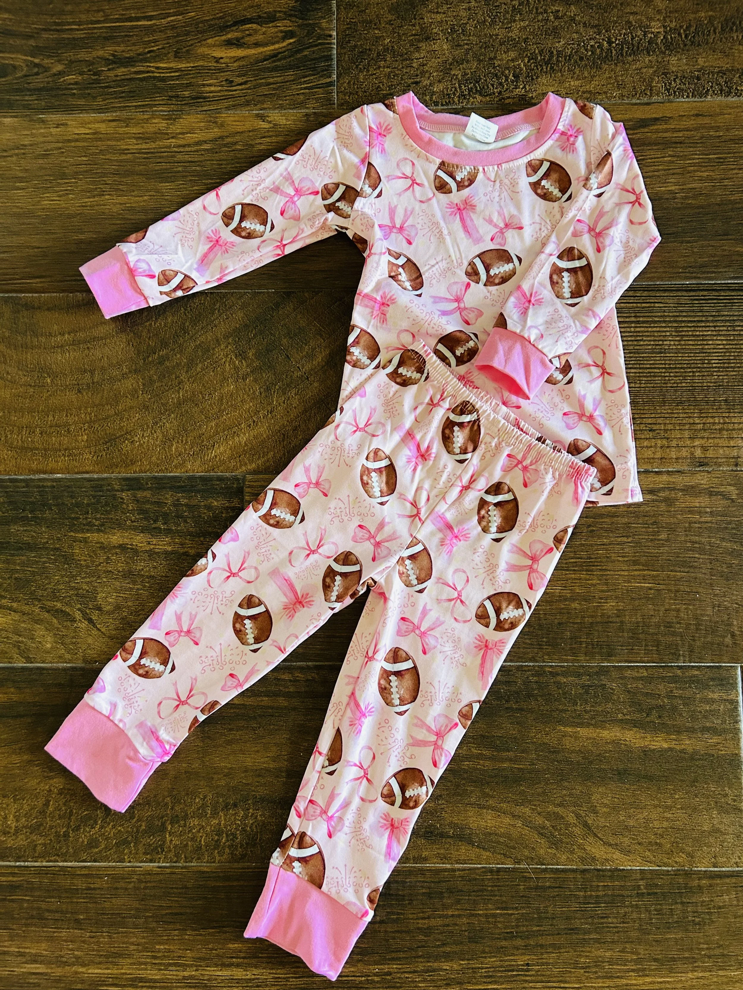 Girls Football Bow Pajamas