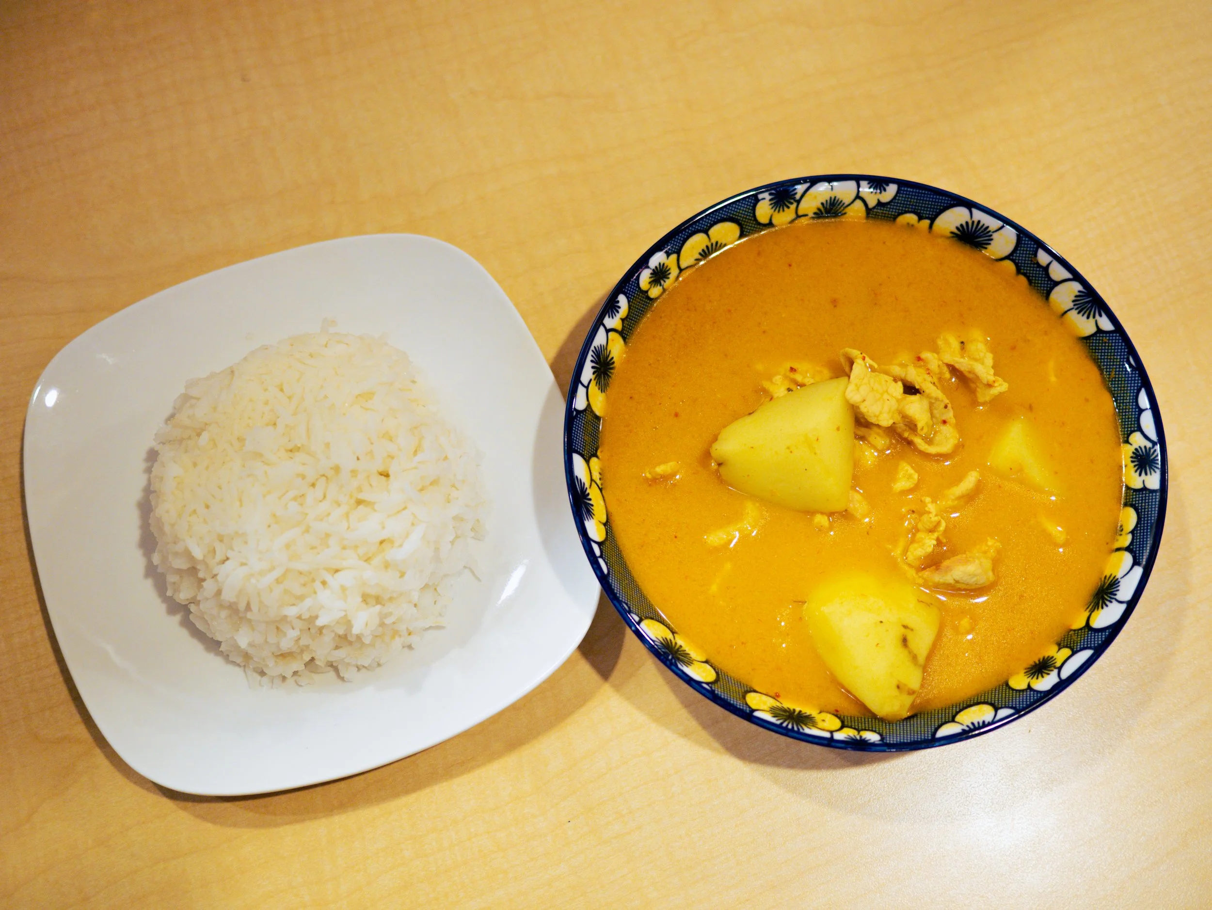 Yellow Curry paired with Jasmine Rice 
