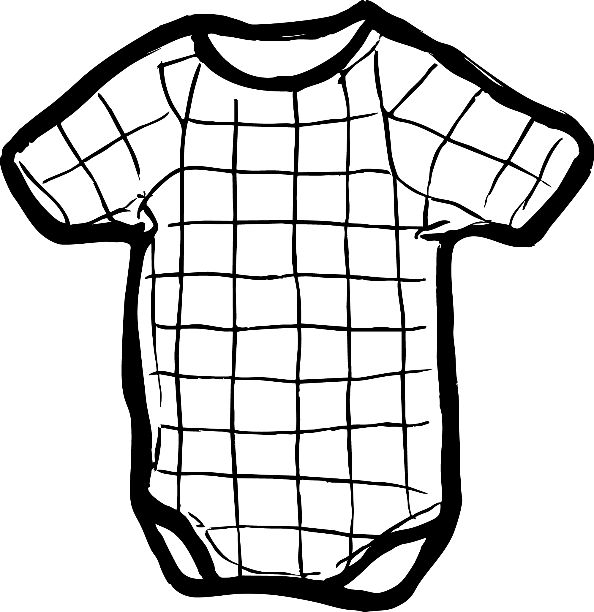 Black and white photo of a onsie.