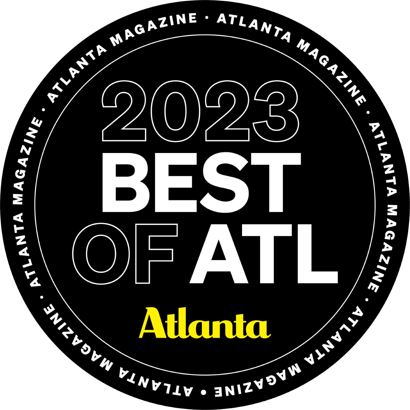 Award badge for Atlanta Magazine's 2023 Best of ATL Best Photographer winner jm photographics.