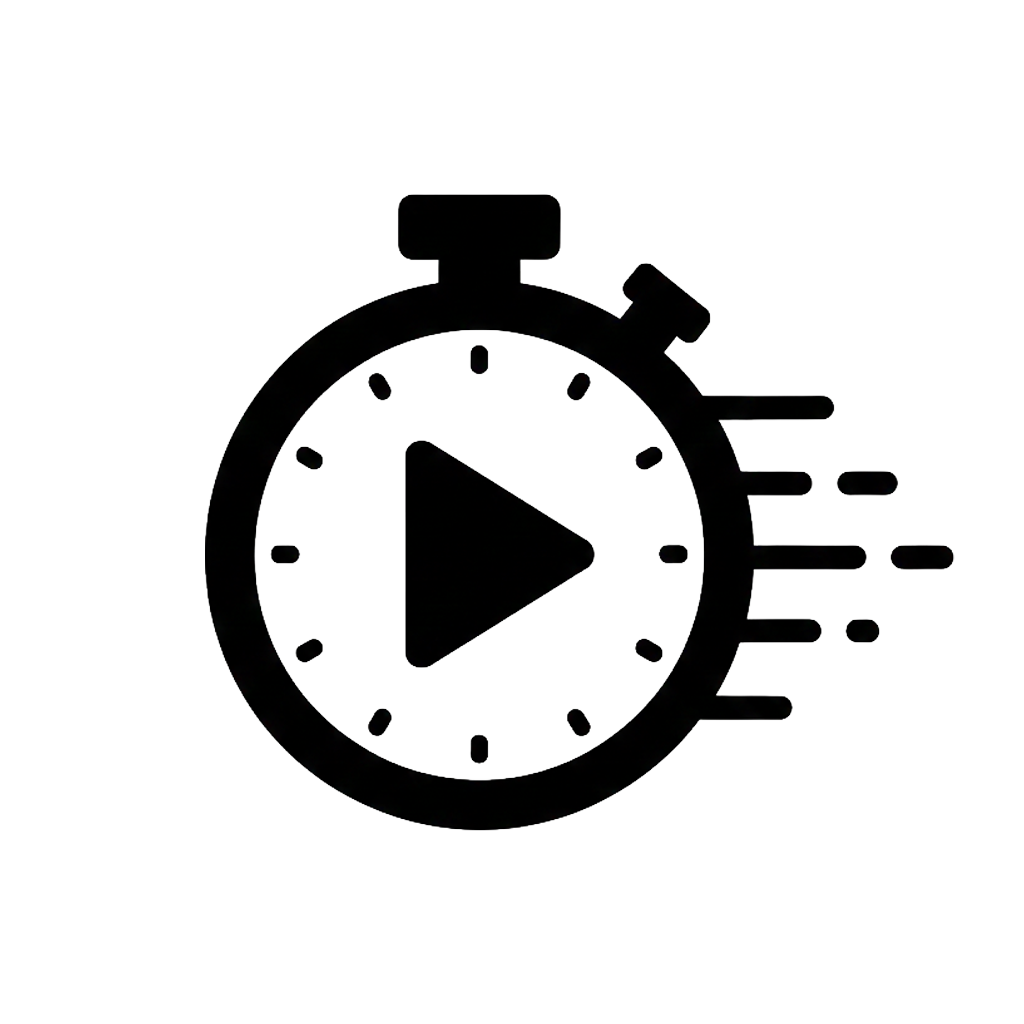 Stopwatch icon highlighting 15-second photo printing speed for high-traffic event activations.