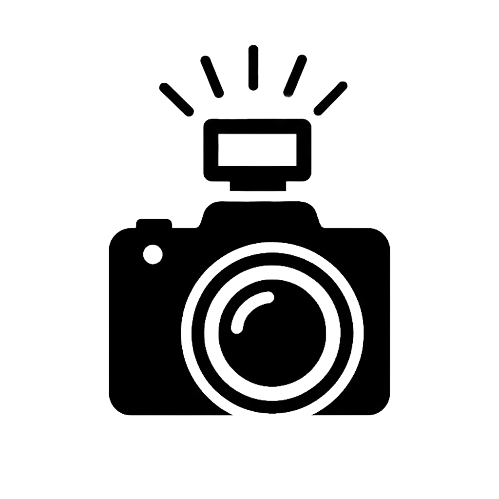 DSLR camera and studio lighting icon representing professional-grade photography equipment for events.