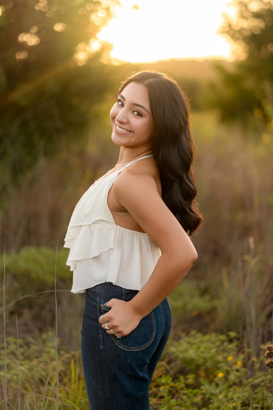 High School Grad at Commons Ford Ranch Park Austin Texas, sunset, nature