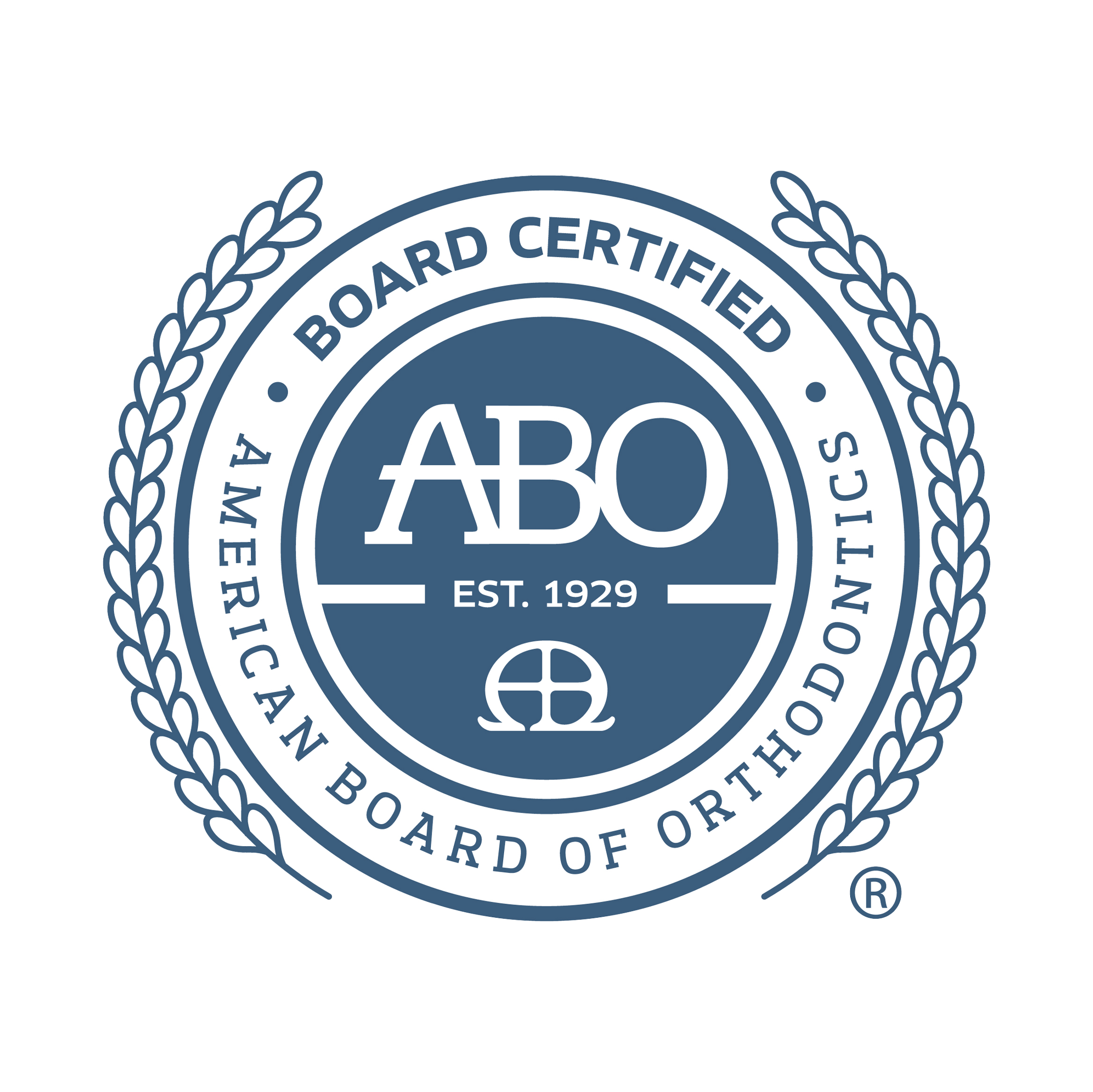 ABO logo with text 'Established 1929' and a laurel wreath around it, indicating it's a certified ophthalmic medical device by the American Board of Ophthalmology.