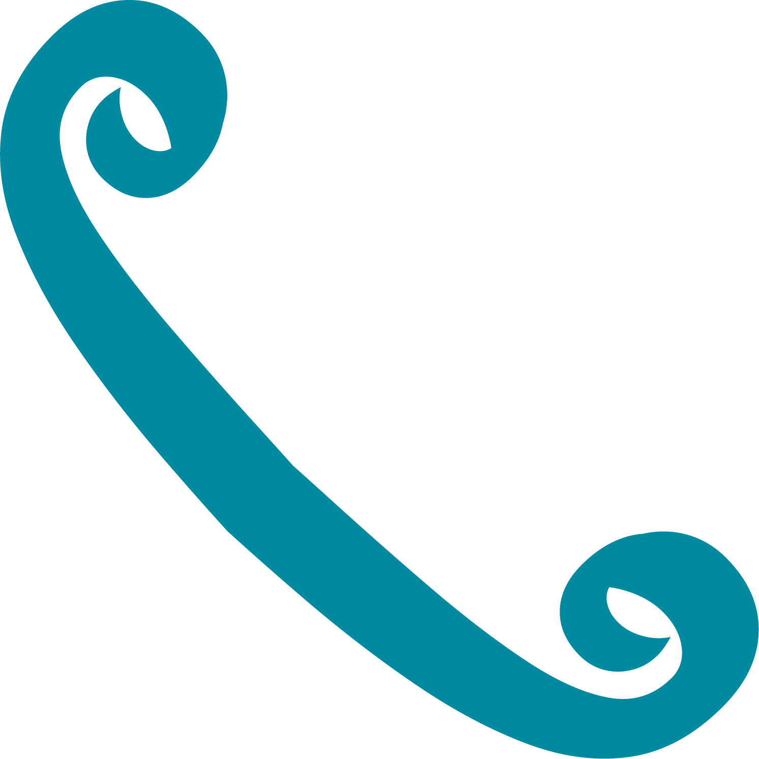 Grafik eines blauen, geschwungenen Stichs mit zwei Spiralen an den Enden.