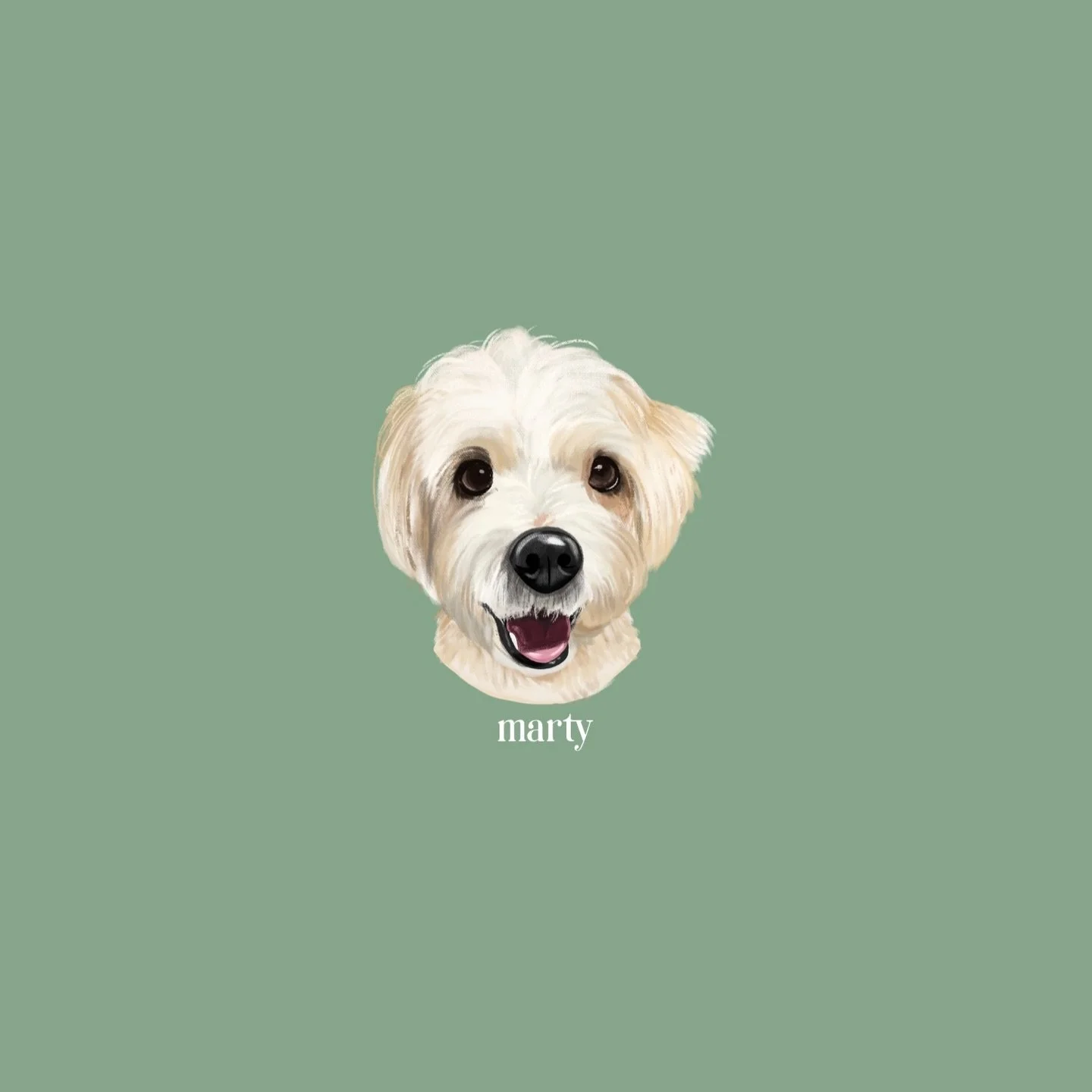 the classic portrait &bull; i haven&rsquo;t posted one of my classics in a while! today we highlight handsome boy marty &hearts;︎ with every portrait order, you get a matching phone wallpaper! #digitalart #petportraitsofinstagram #dogportraits