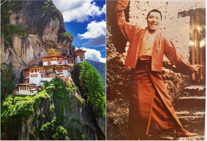 Venerable Chogyam Trungpa Rinpoche and view of Taksang