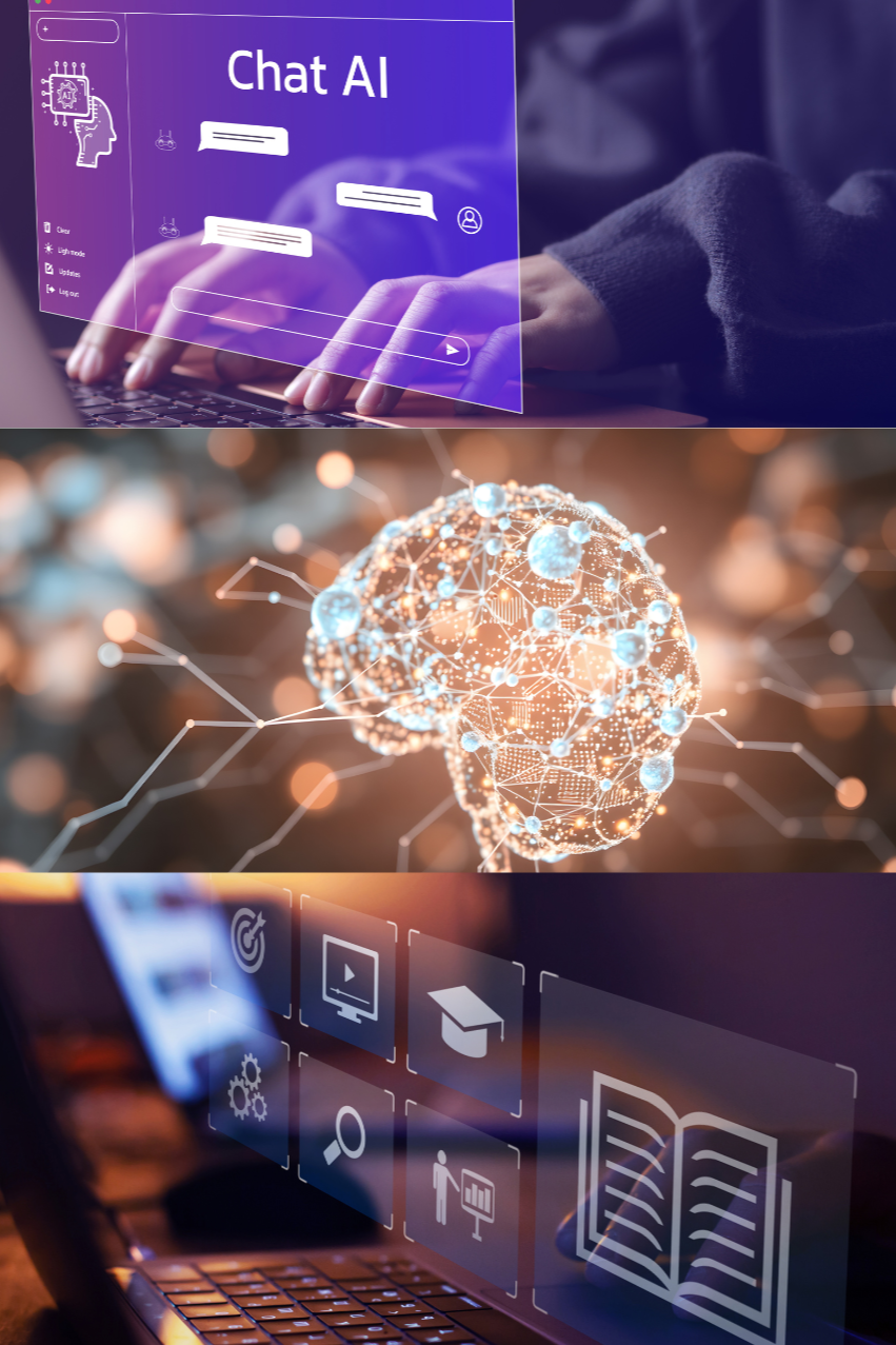 Brain, AI & Computer representing the future of work.