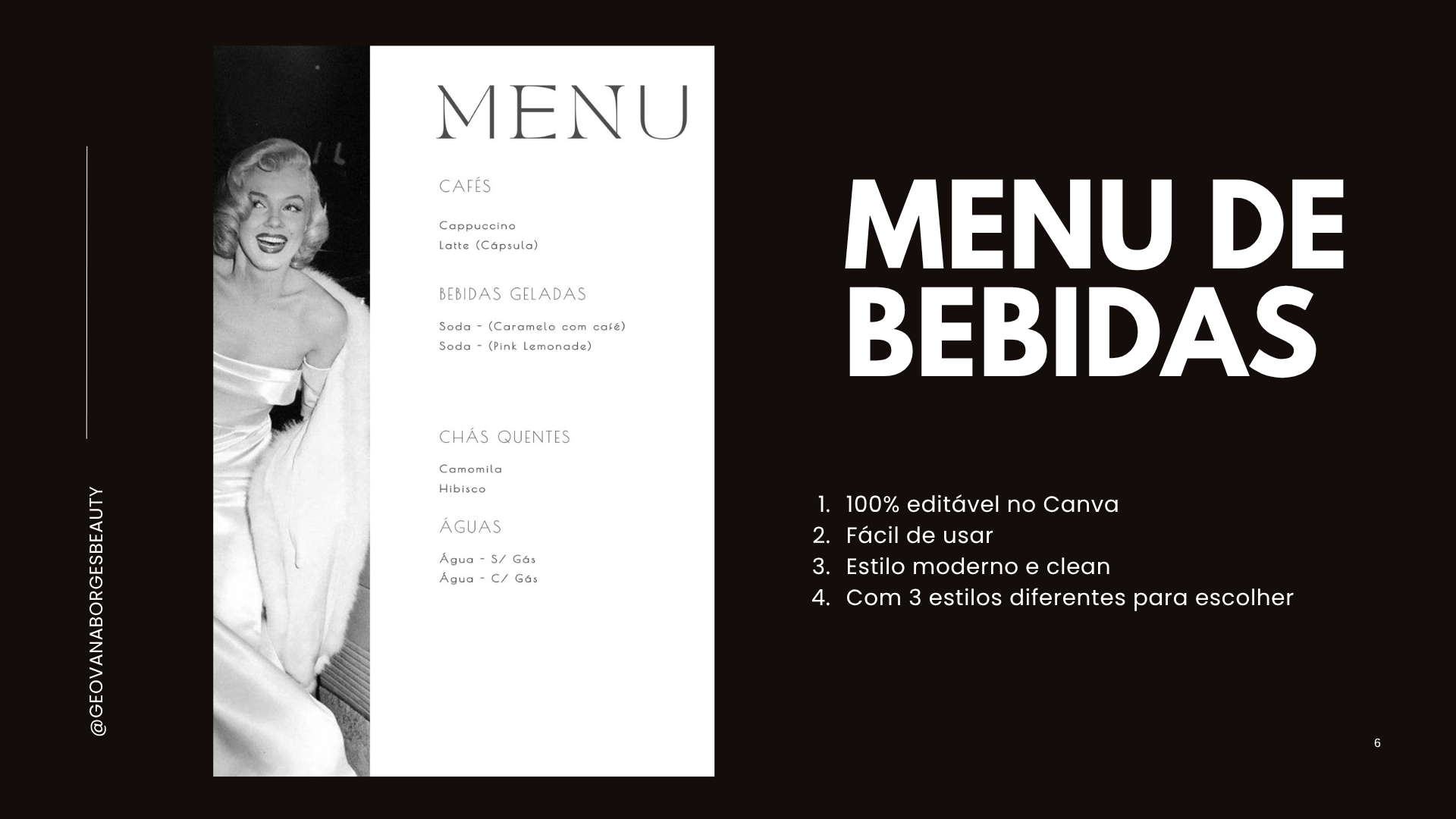 Menu de bebidas