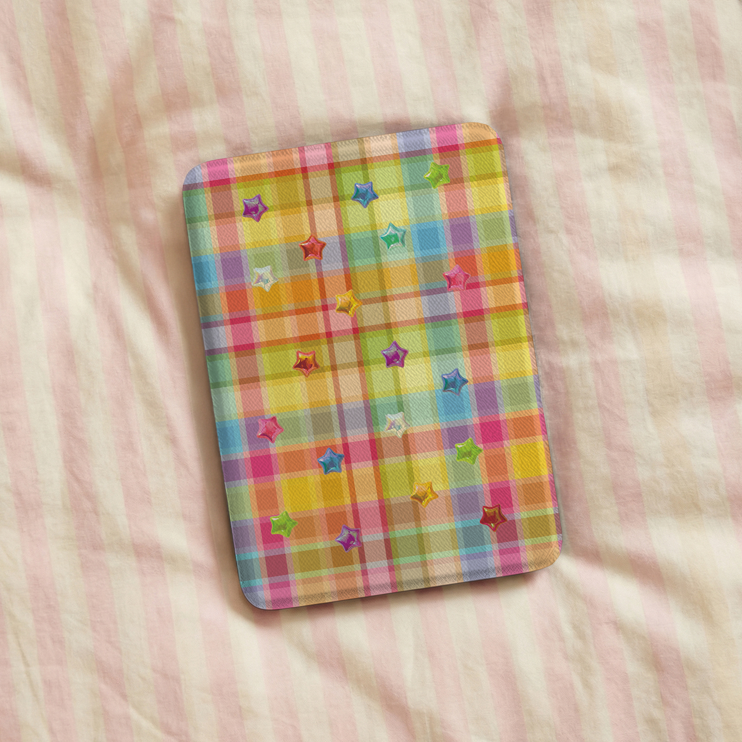 lucky stars pink striped bed mockup.png