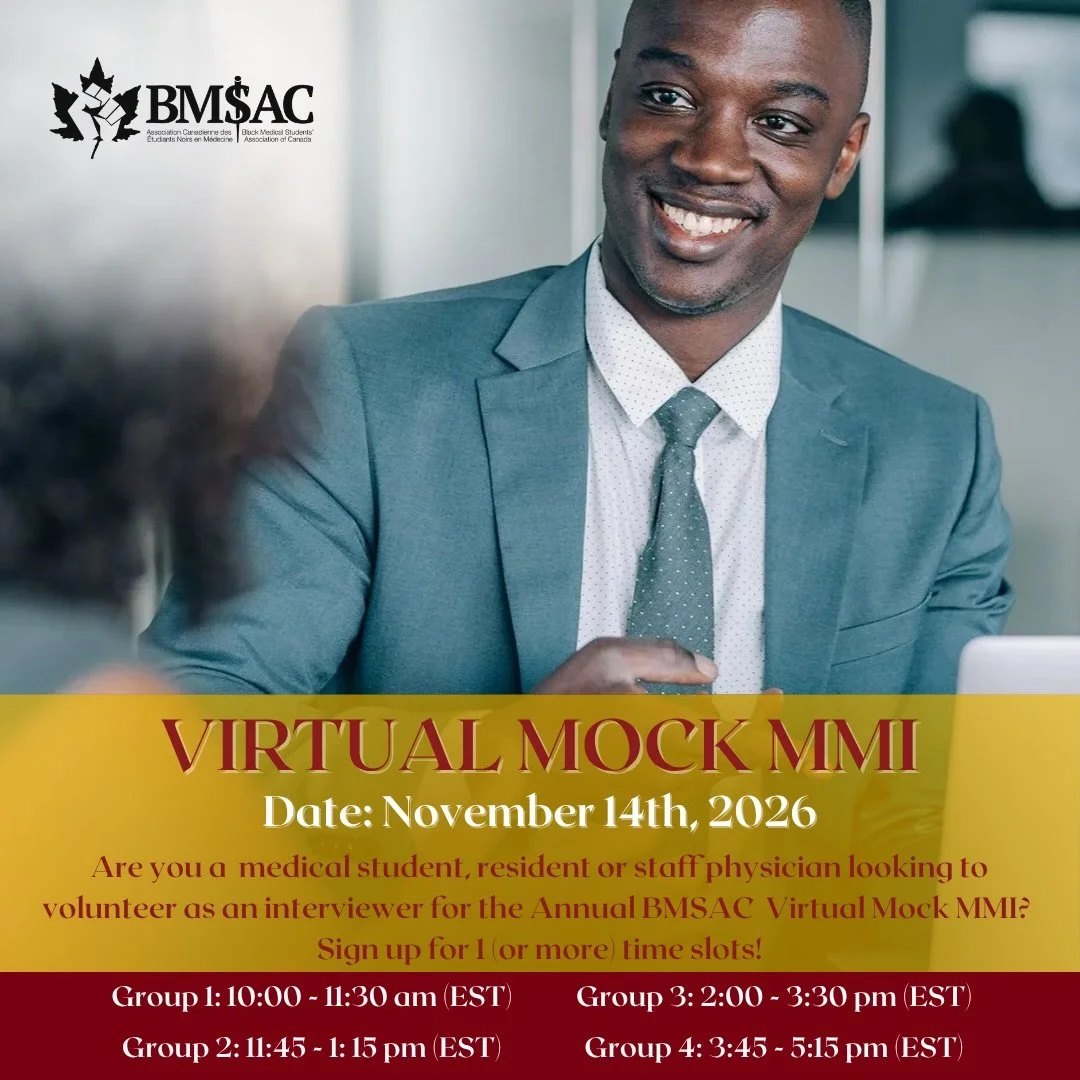 Calling all medical students, residents &amp; physicians! Join BMSAC&rsquo;s Virtual Mock MMI as an interviewer on November 14, 2026. Sign up for one or more time slots!🩺

____

&Eacute;tudiants en m&eacute;decine, r&eacute;sidents et m&eacute;decin
