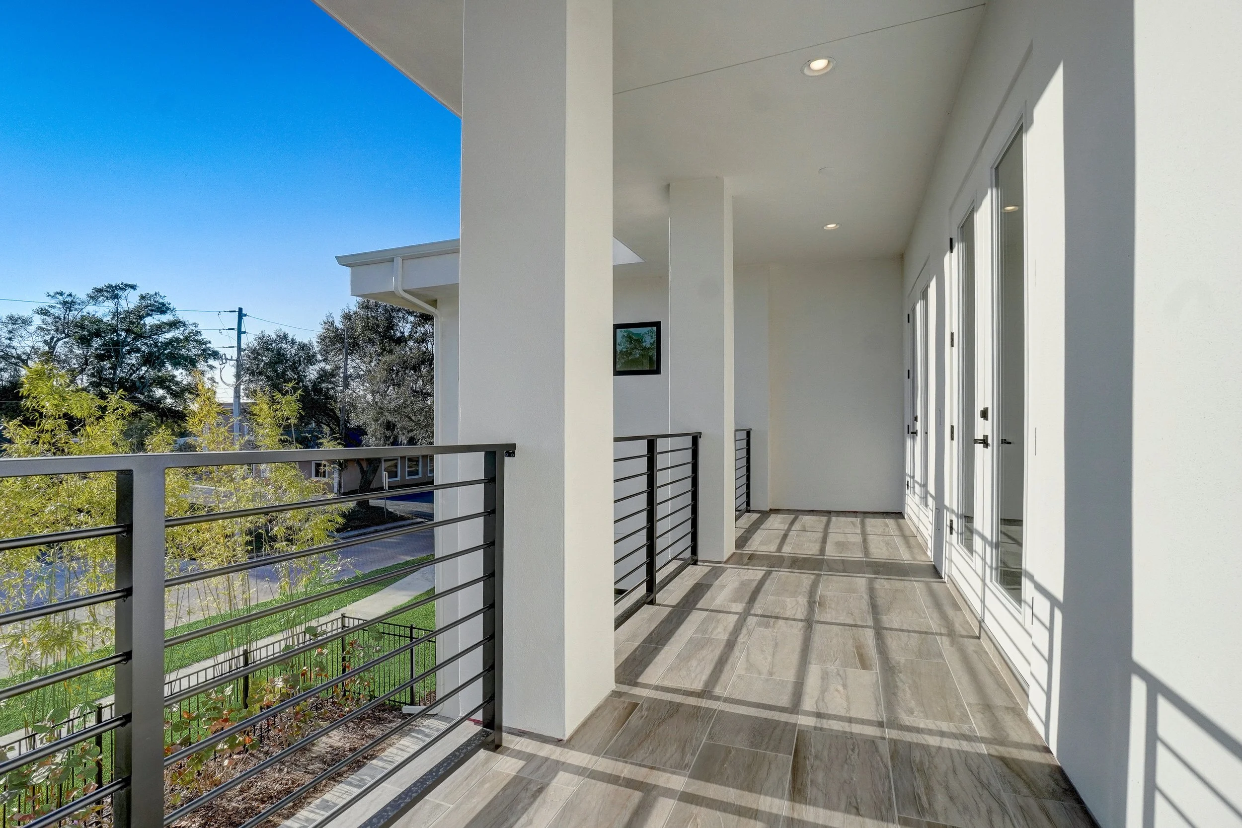 Balcony space featuring durable tile flooring installation