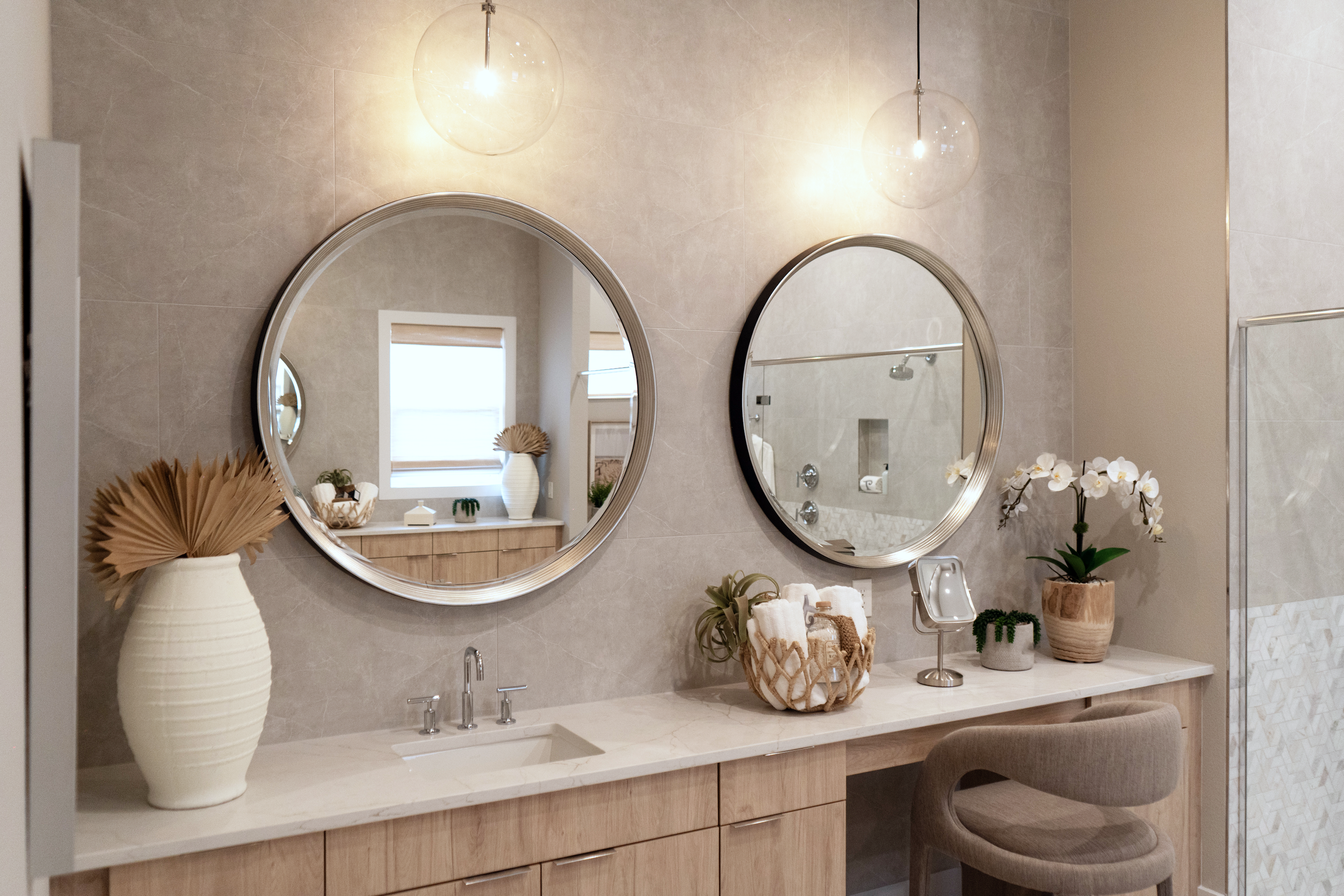 Bathroom interior showcasing durable tile flooring installation