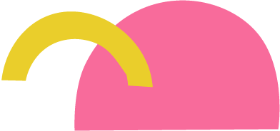 A pink semicircle with a small yellow semi-arc overlapping the top left side.