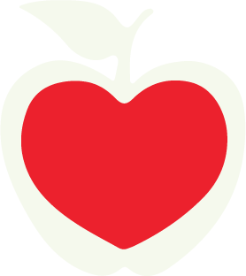judson logo, white apple with red heart shape inside