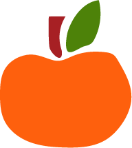 Orange reed apple with a green leaf and a brown stem