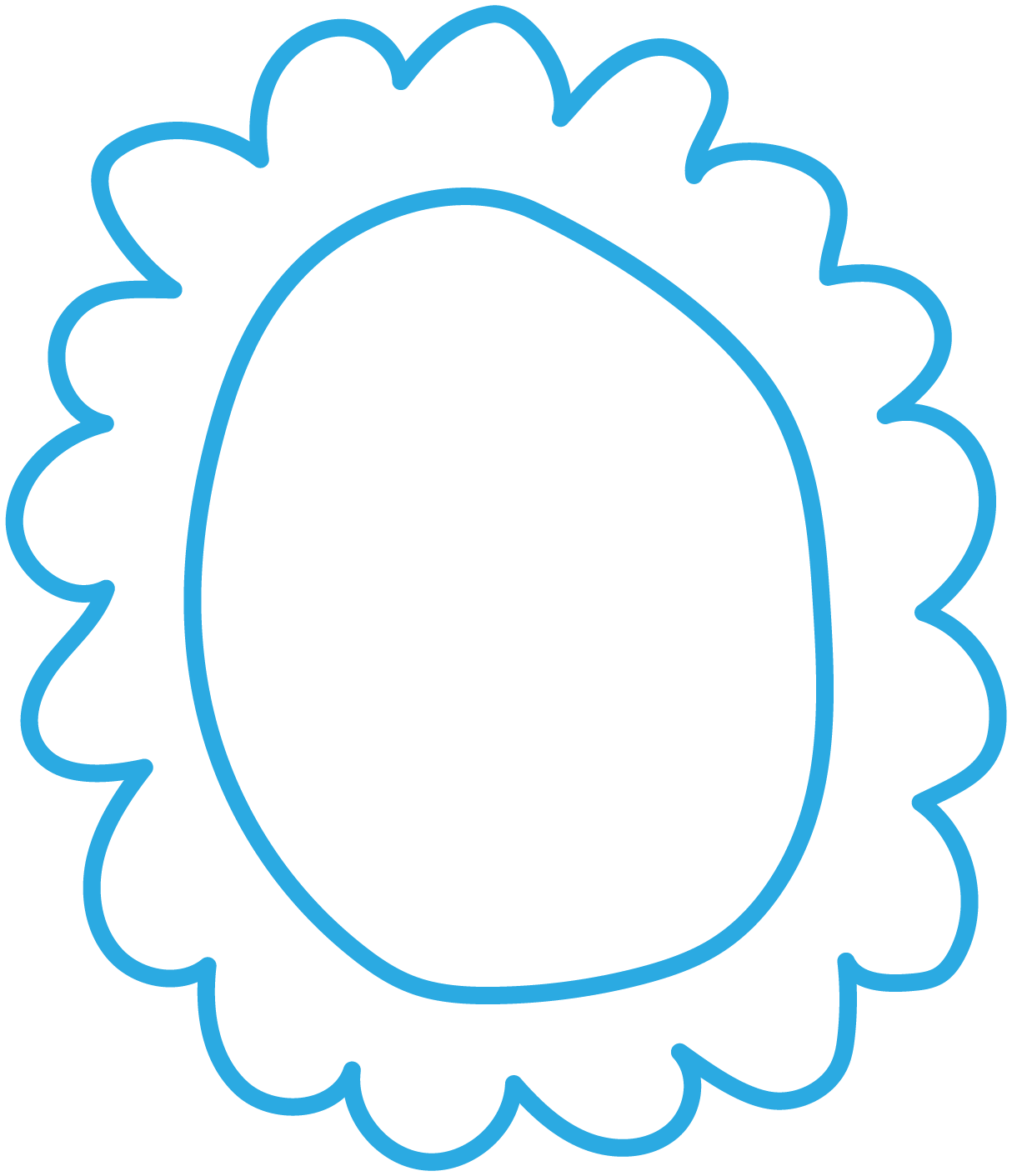 Blue outline of a scalloped frame.
