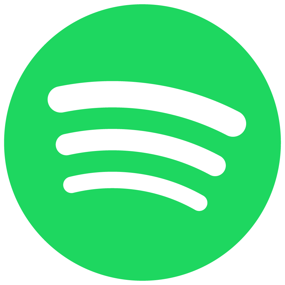 Green circle with black horizontal stripes, representing the Spotify logo.