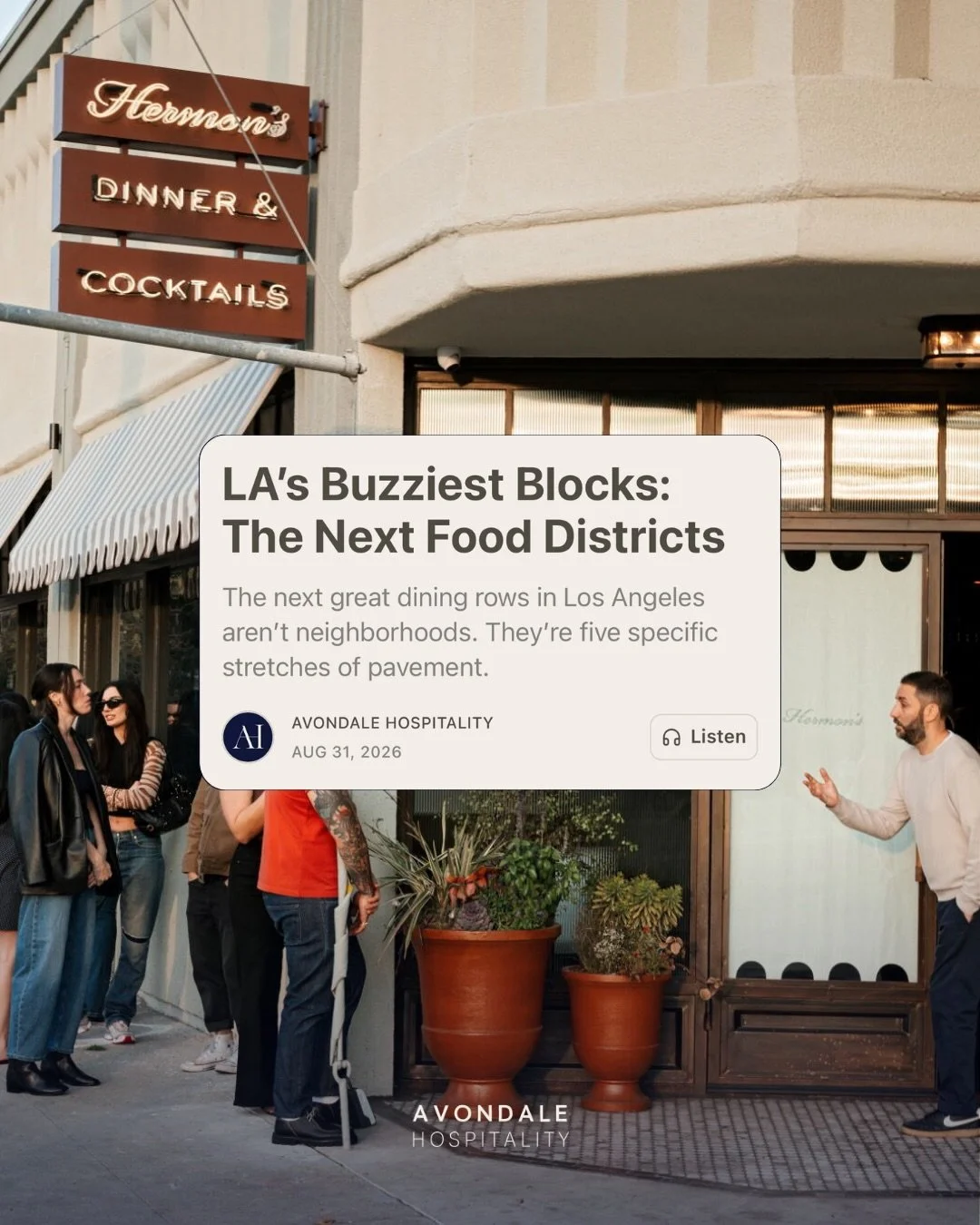 New on The LA Edit 📰 Read through the five LA blocks turning into the city&rsquo;s next dining districts at the link in our bio!

#substack #losangeles #larestaurants #lafoodscene #guide