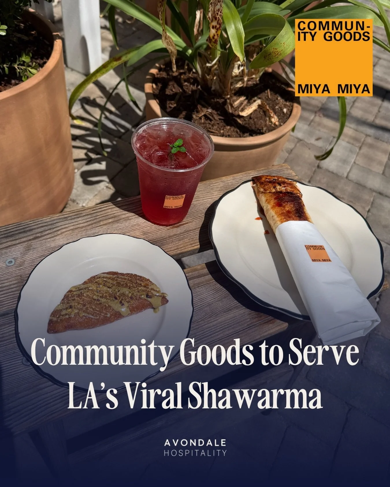 This Friday only! ✨ Miya Miya built its name on one Jordanian chicken shawarma and a line that forms before the spit gets carved. This week it comes to Community Goods for one night, with Mama Miya&rsquo;s pistachio butter atayef and an Arnold Pommer