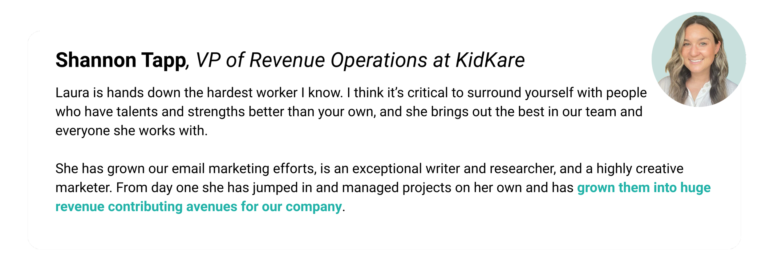 Shannon Tapp Testimonial