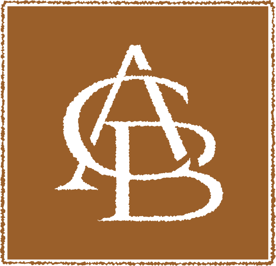 A black and brown logo resembling a stylized monogram, with abstract letters intertwined within a square border.