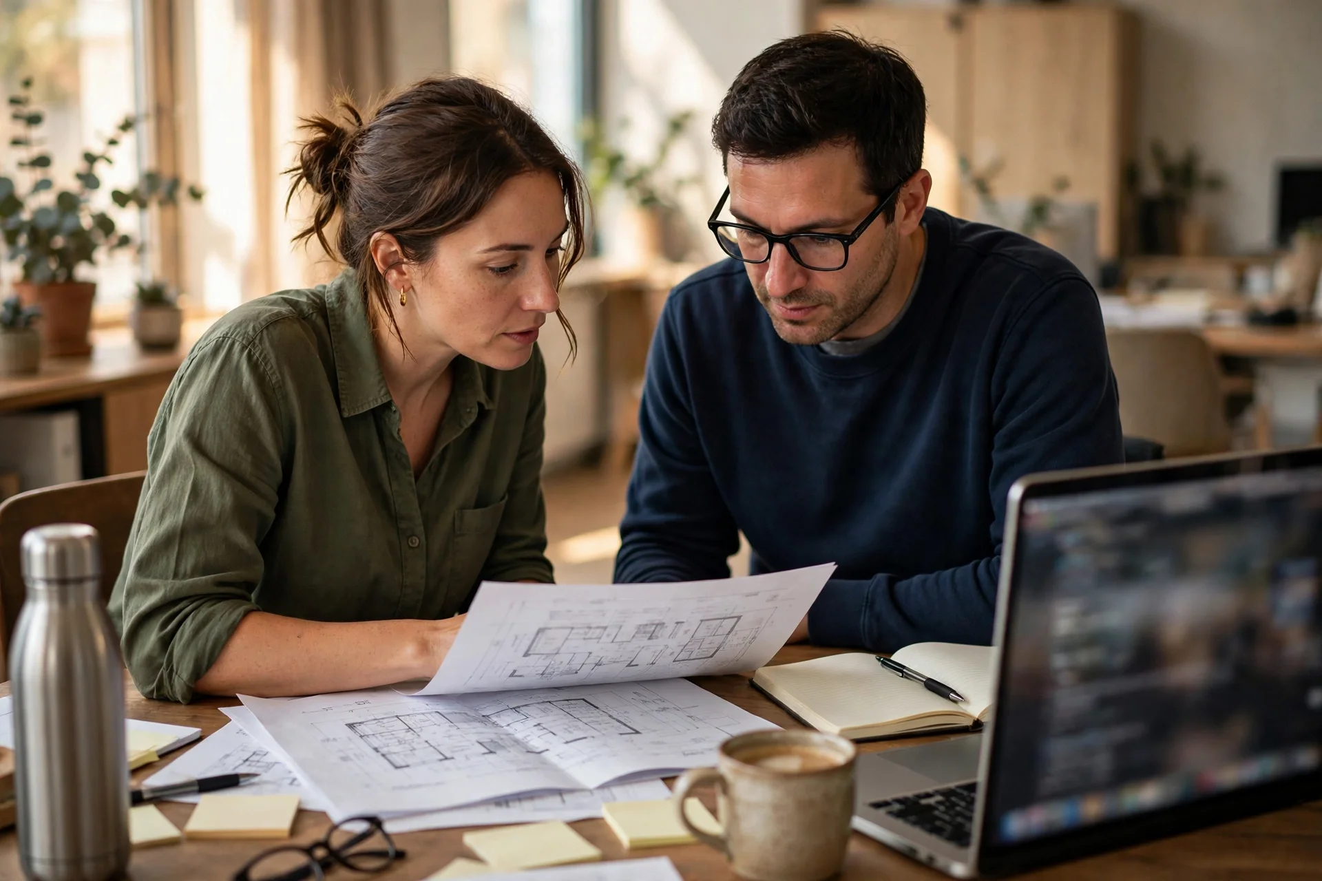 One-on-one planning meeting at a desk