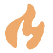 Orange flame symbol on a white background