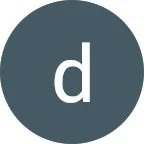 A dark gray circular icon with a lowercase white letter 'd' in the center.