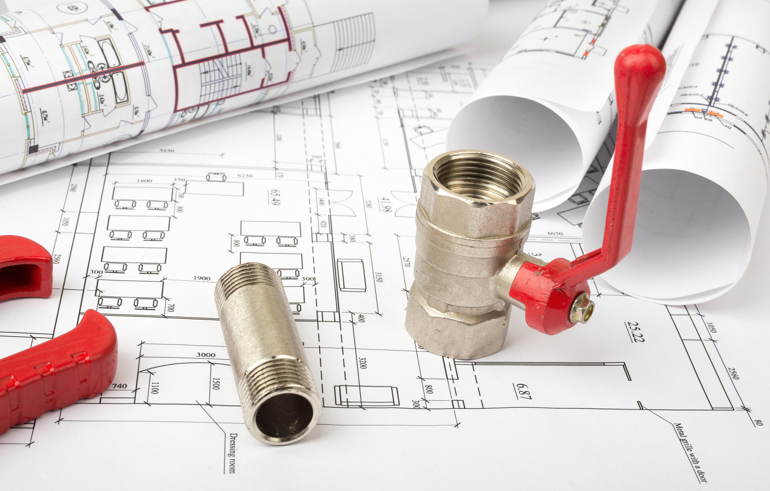 apartment blueprint with pipe fitting