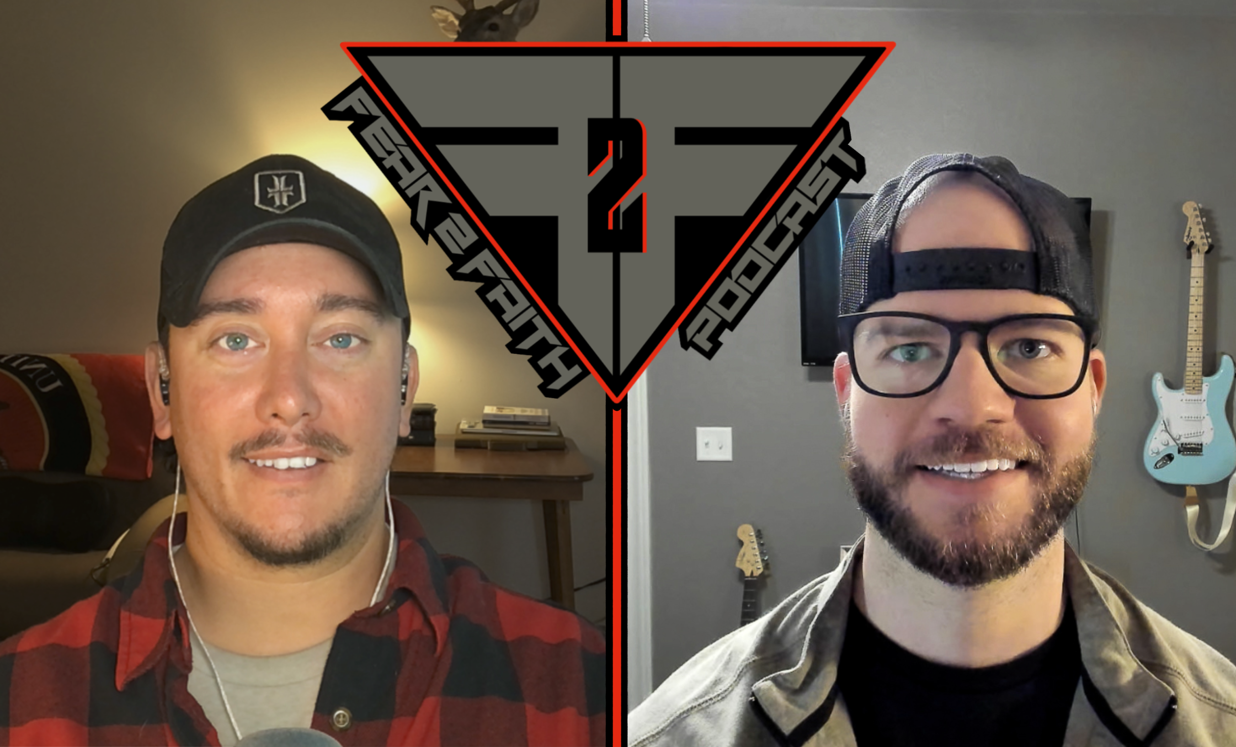 podcast video format with two men who discuss current events, biblical verses and their applications to those current events.