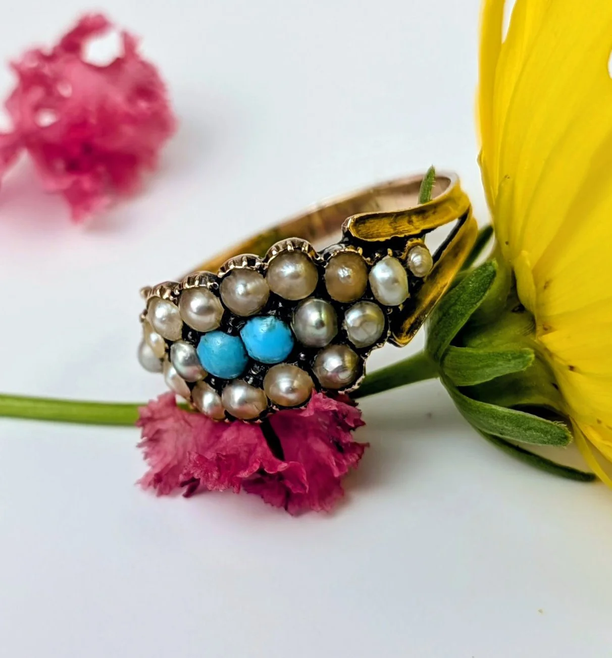 Stories from My Collection - Victorian Turquoise &amp; Seed Pearl Ring