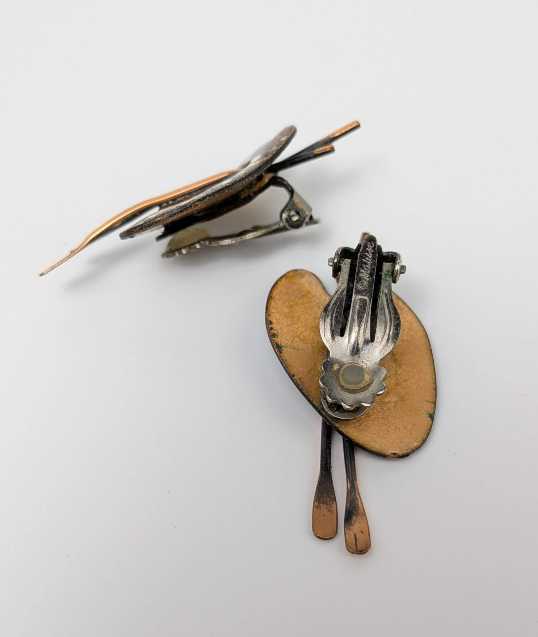 Matisse Renoir Painters Palette Clip Earrings Enamel Over Copper 2.jpg