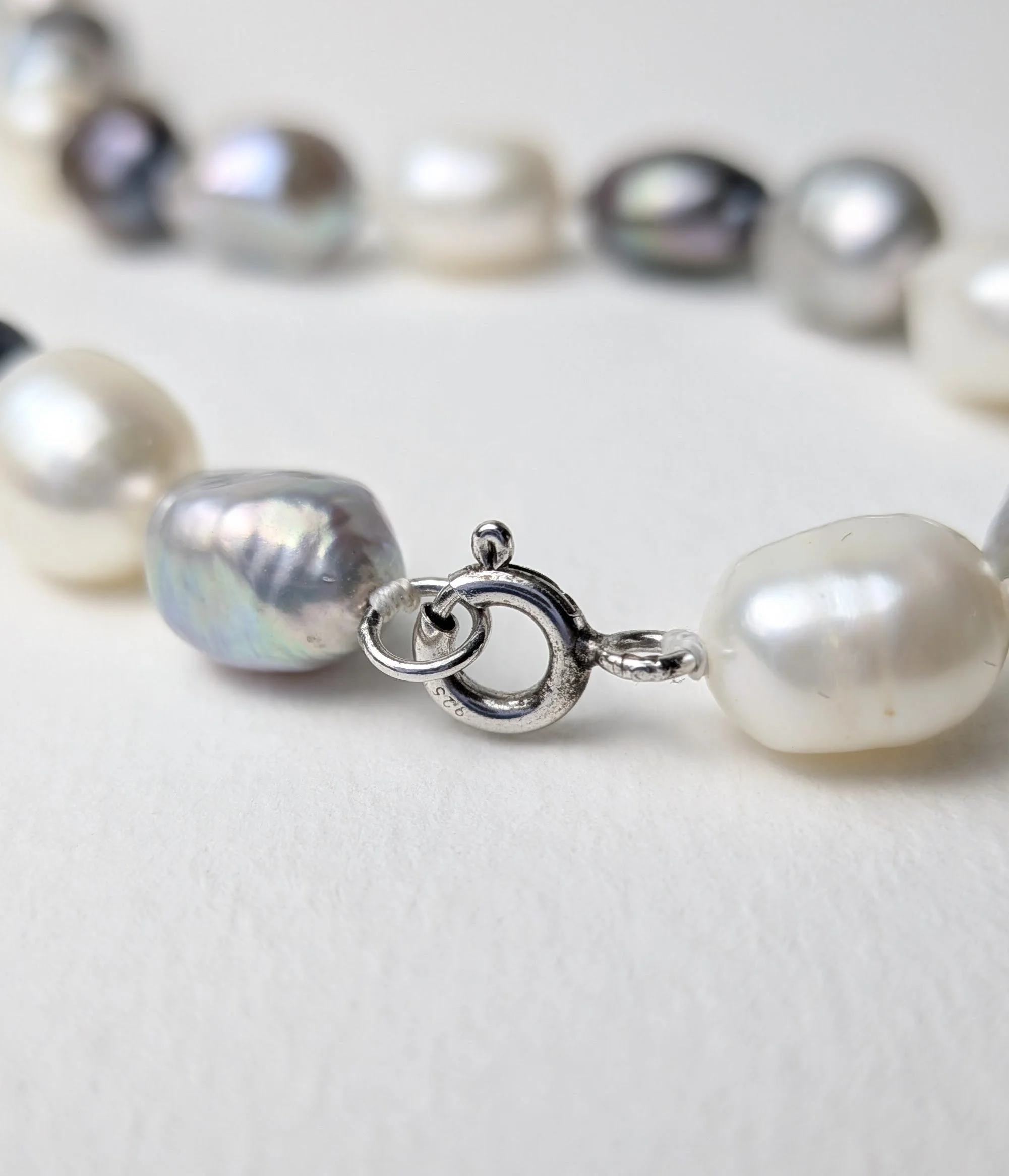 Sterling Freshwater Pearl Necklace Blue Silver White 4.jpg