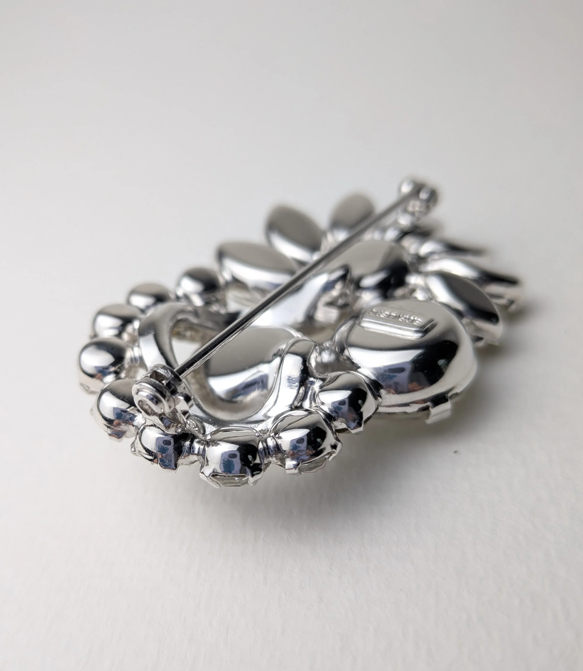 Eisenberg Clear Rhinestone Floral Spray Brooch 6.jpg