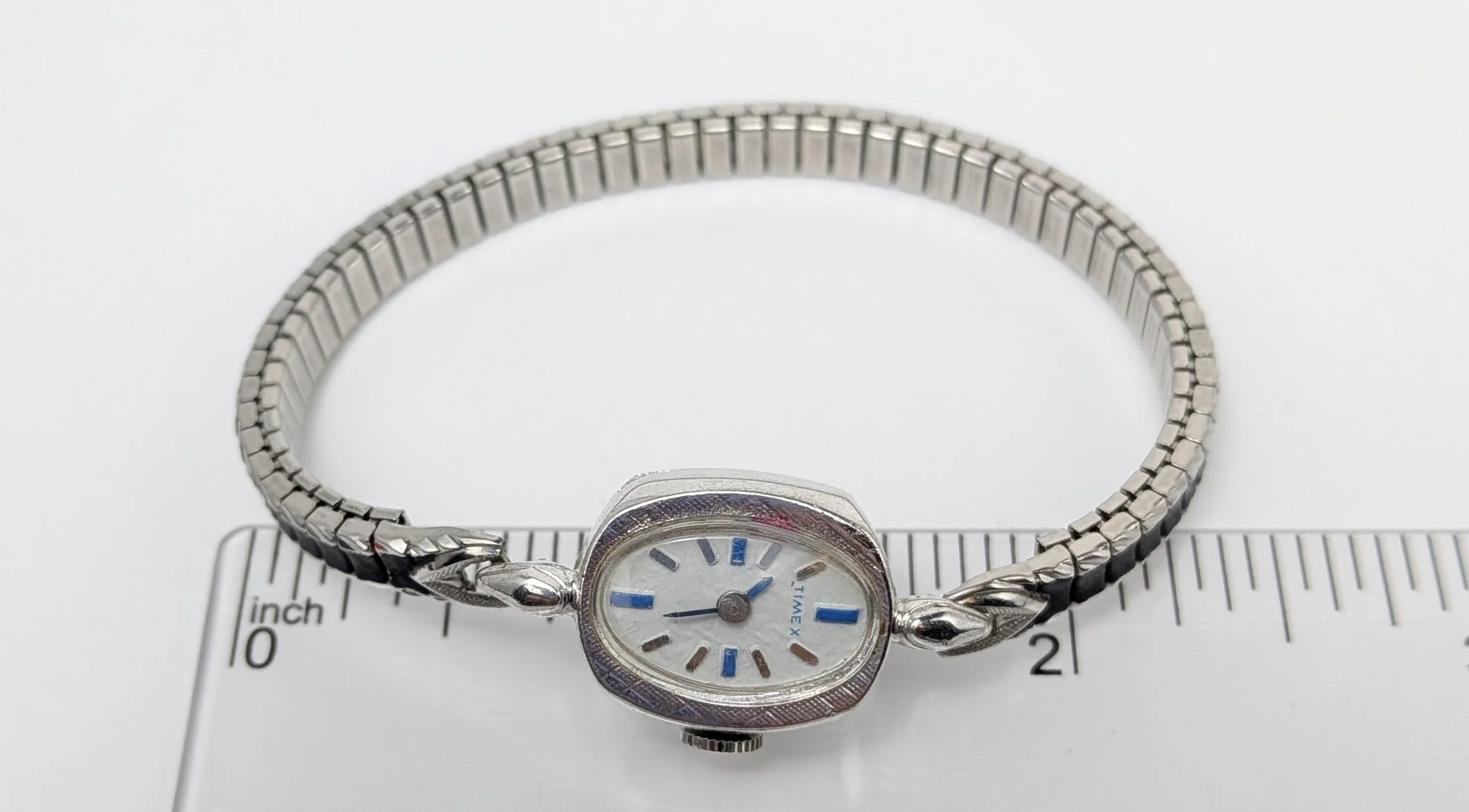 Timex Ladies Watch Silver Tone Blue Details Adjustable Band 7.jpg