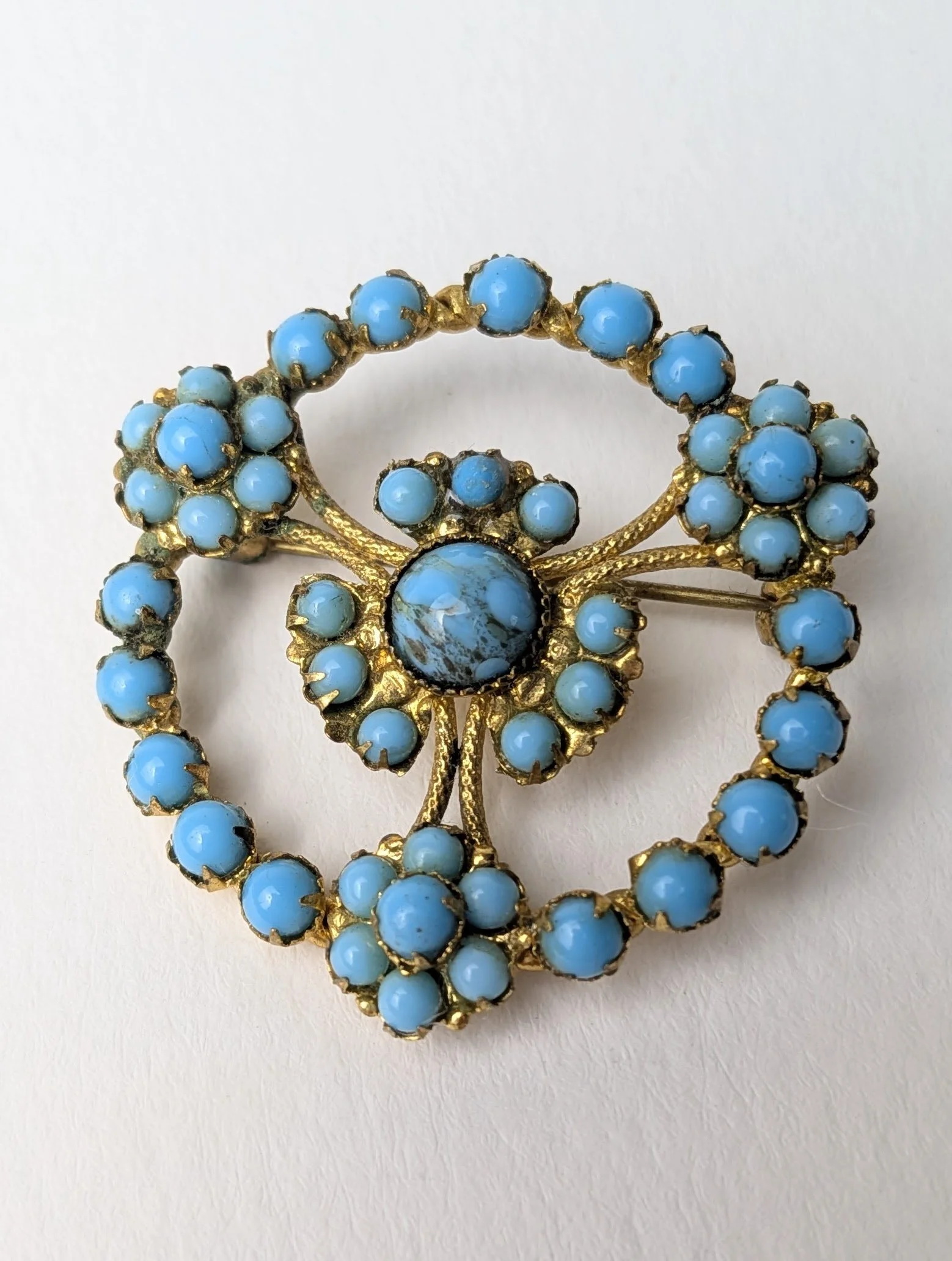 Vintage Deco Signed Czech Glass Brooch