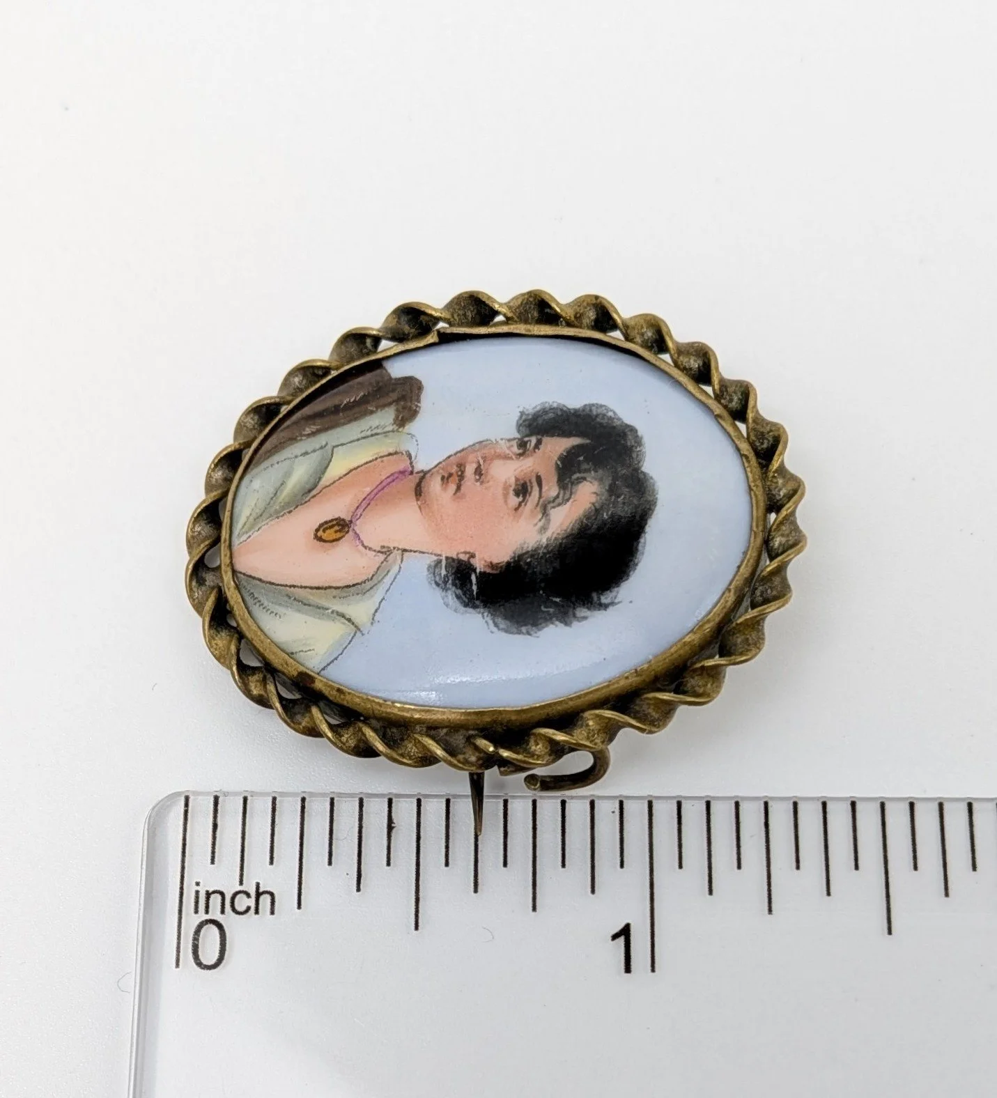 Antique Victorian Portrait Brooch Porcelain Gold Filled Frame Grand Tour Jewelry 6.jpg