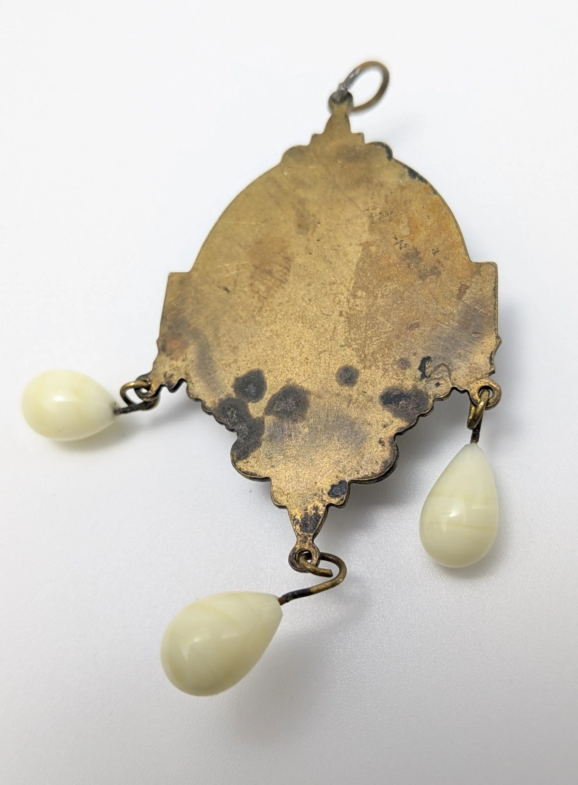 Porcelain & Brass Blue Floral Lavalier Pendant 4.jpg