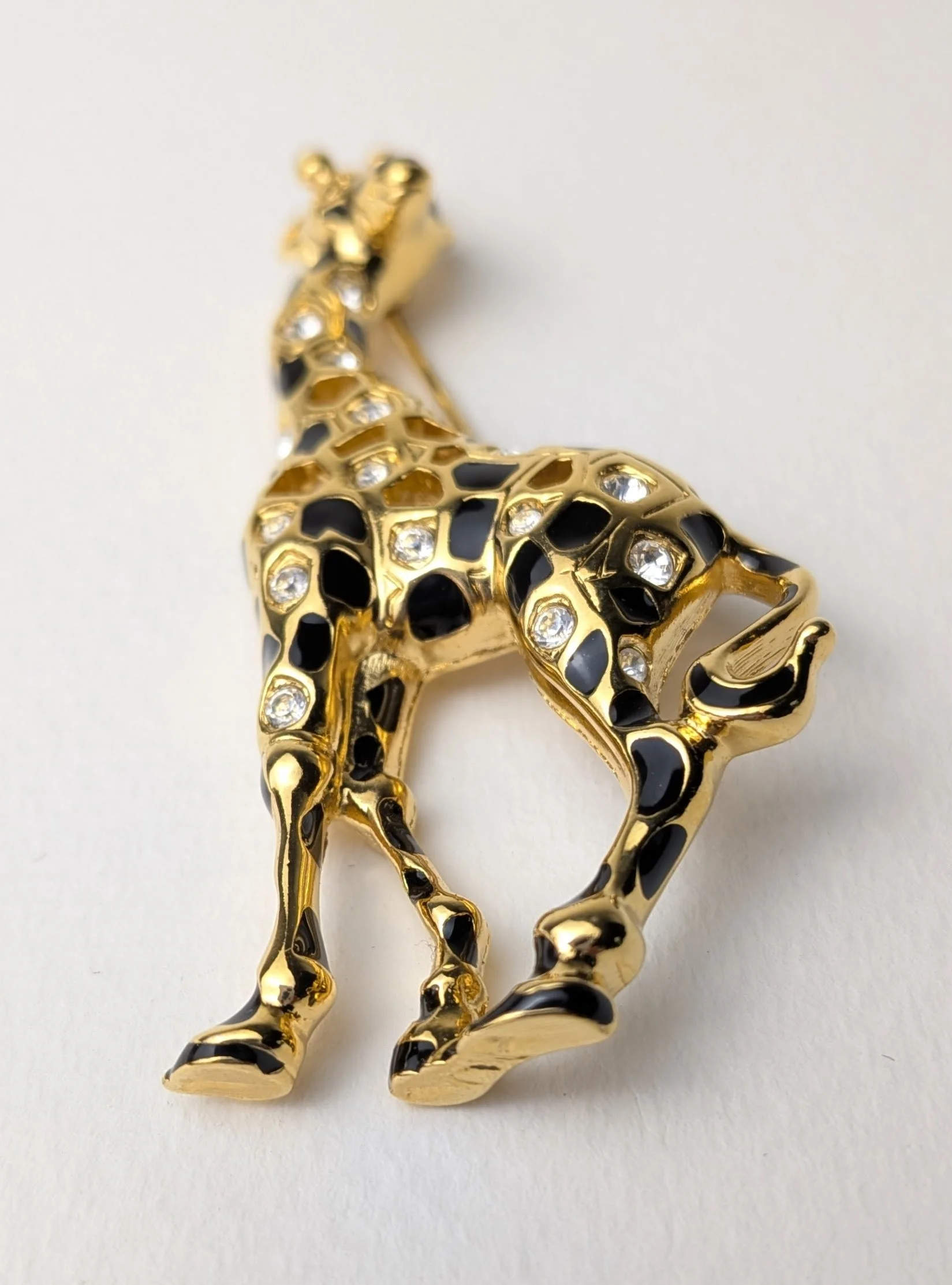 Swarovski Signed Giraffe Brooch Gold Tone 1.jpg