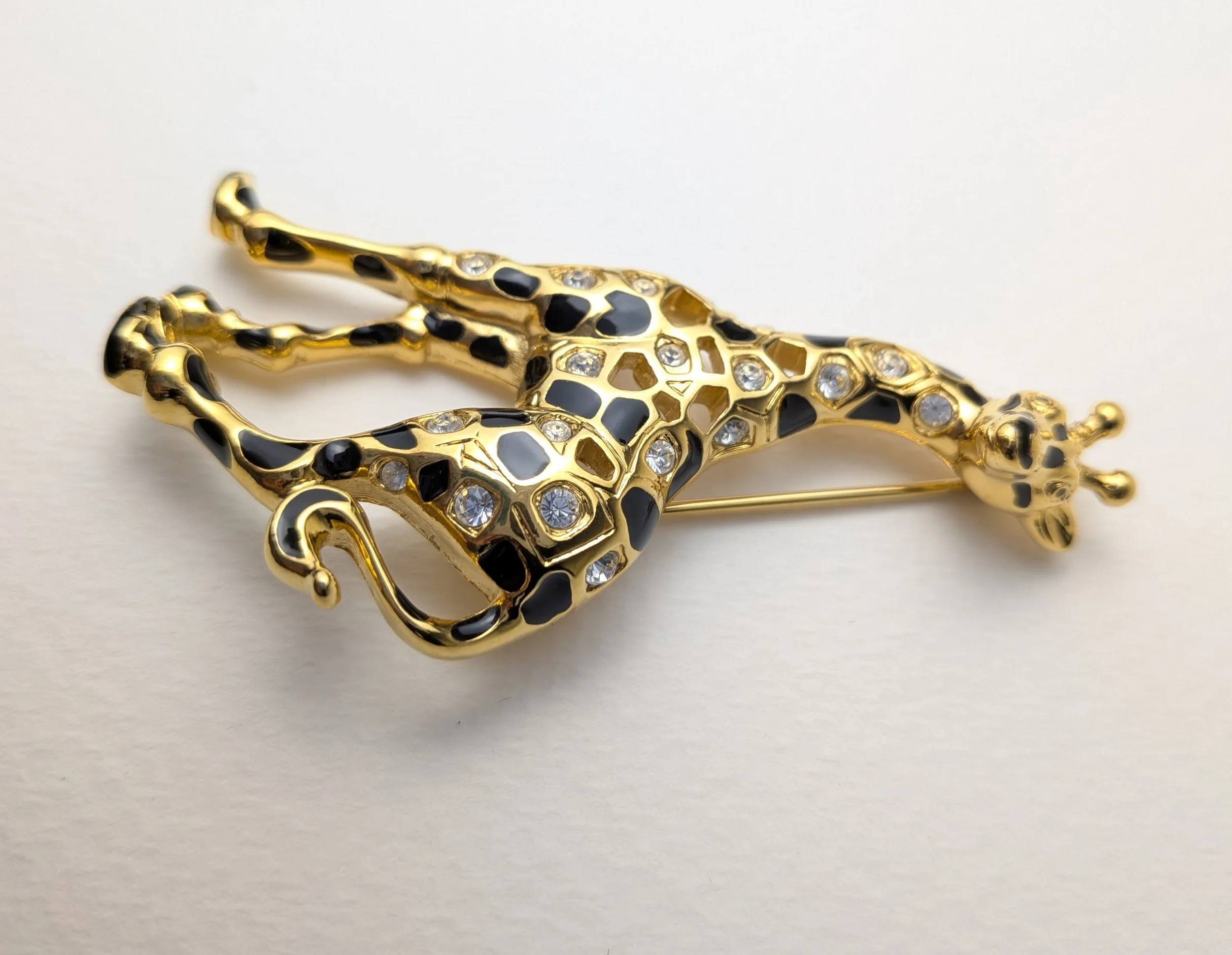 Swarovski Signed Giraffe Brooch Gold Tone 4.jpg