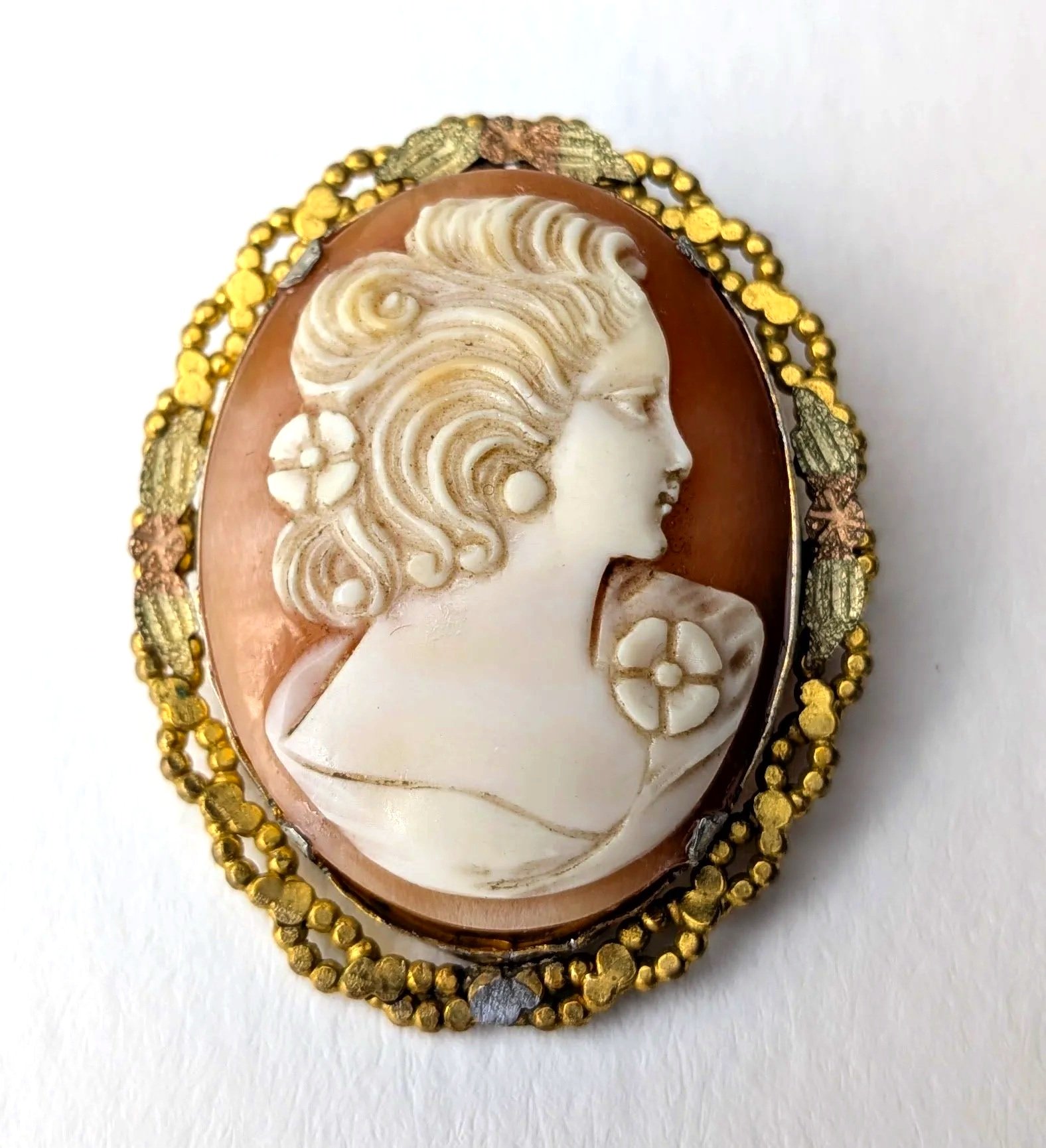 Shell+Cameo+Pendant+Brooch+in+Ornate+Gold+Filled+Frame+1.jpg
