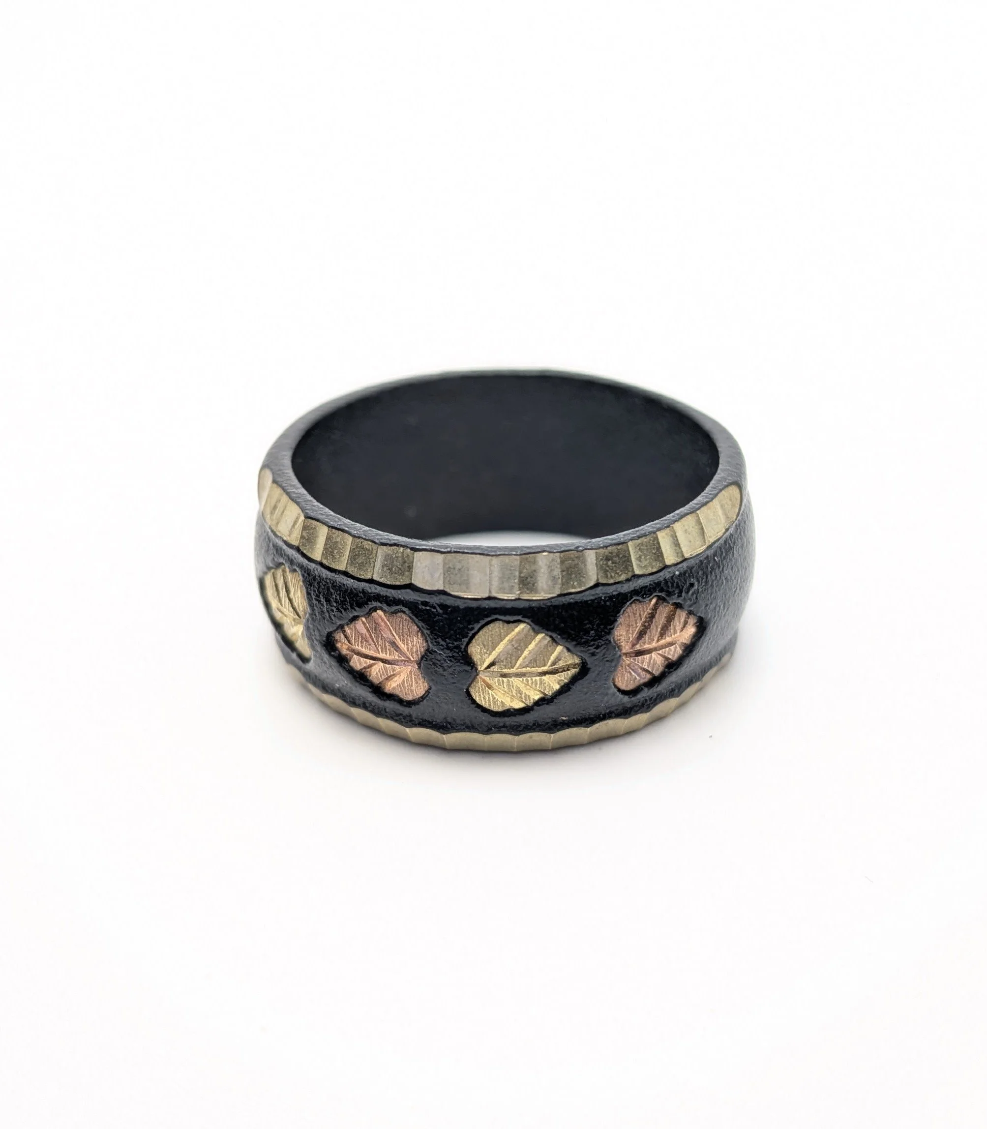 Black Hills Gold Band Ring Black Powder Coated 12k Gold 1.jpg