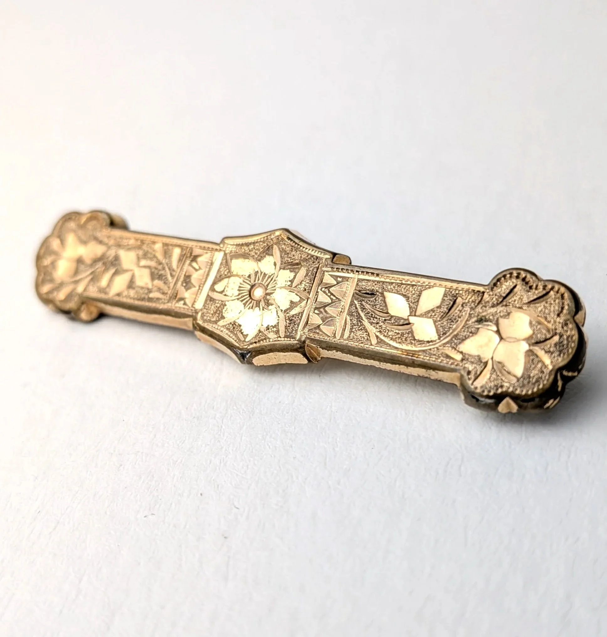 Antique Engraved Bar Brooch