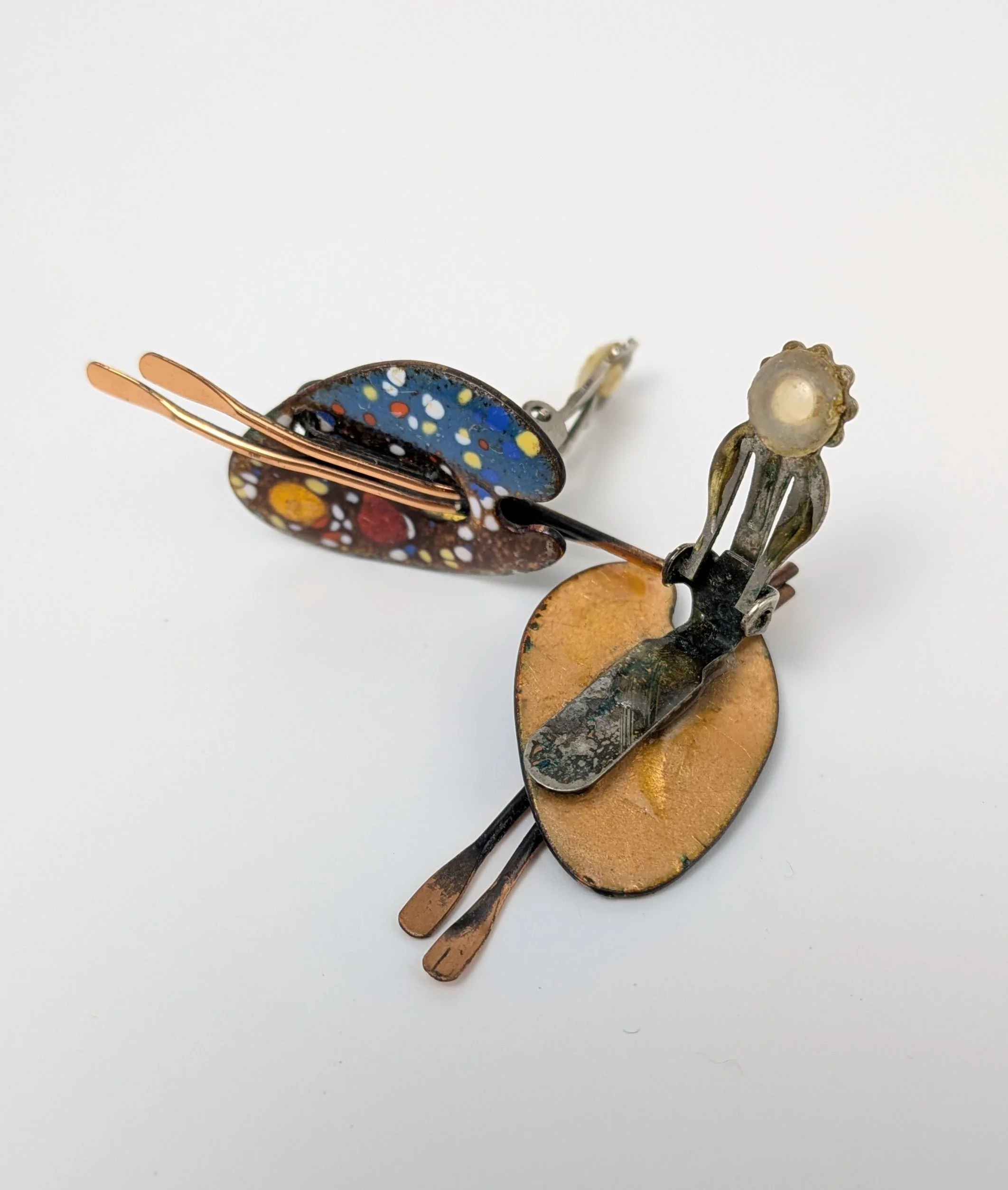 Matisse Renoir Painters Palette Clip Earrings Enamel Over Copper 3.jpg