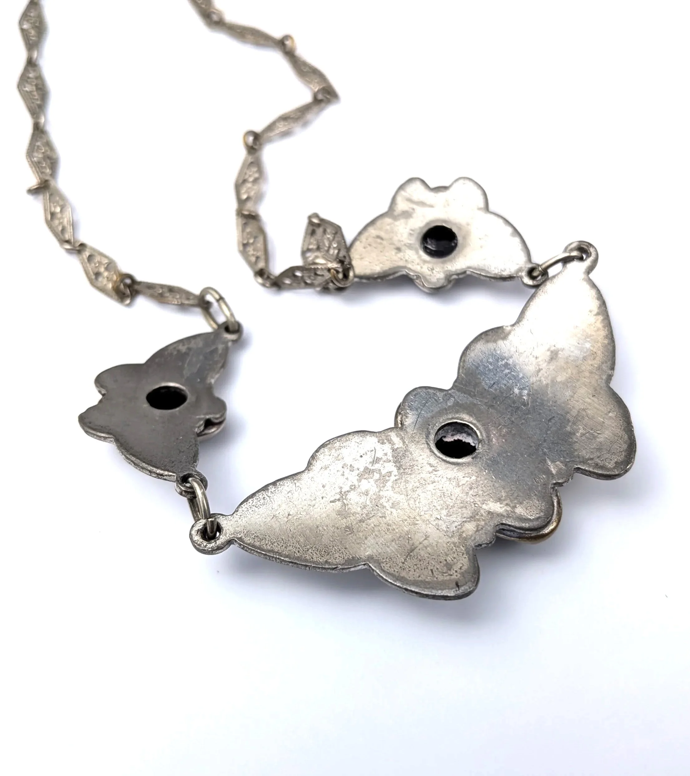 Antique+Early+1900s+Black+Onyx+or+Glass+Necklace+Silver-Tone+Openwork+3.jpg