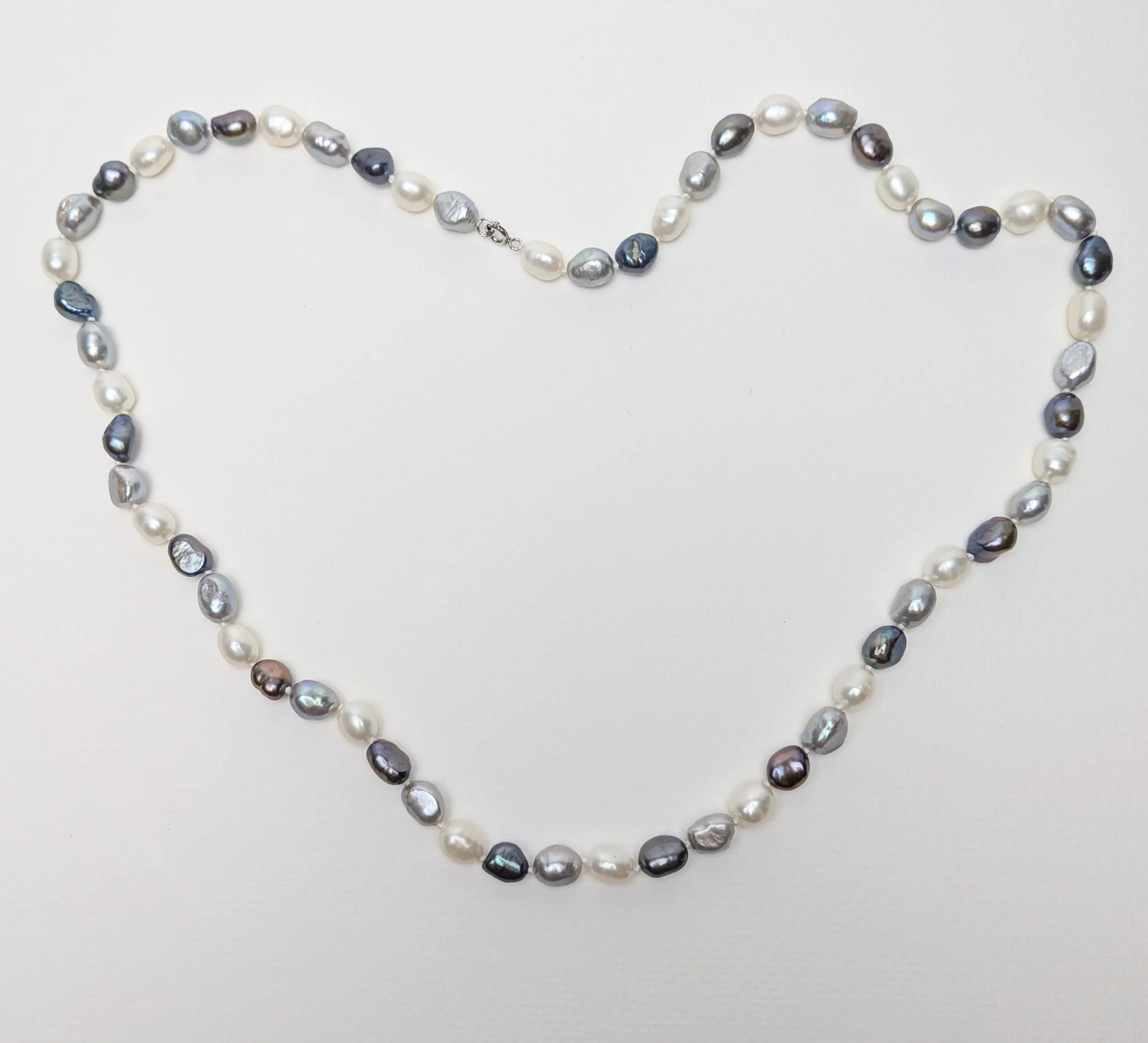 Sterling Freshwater Pearl Necklace Blue Silver White 1.jpg