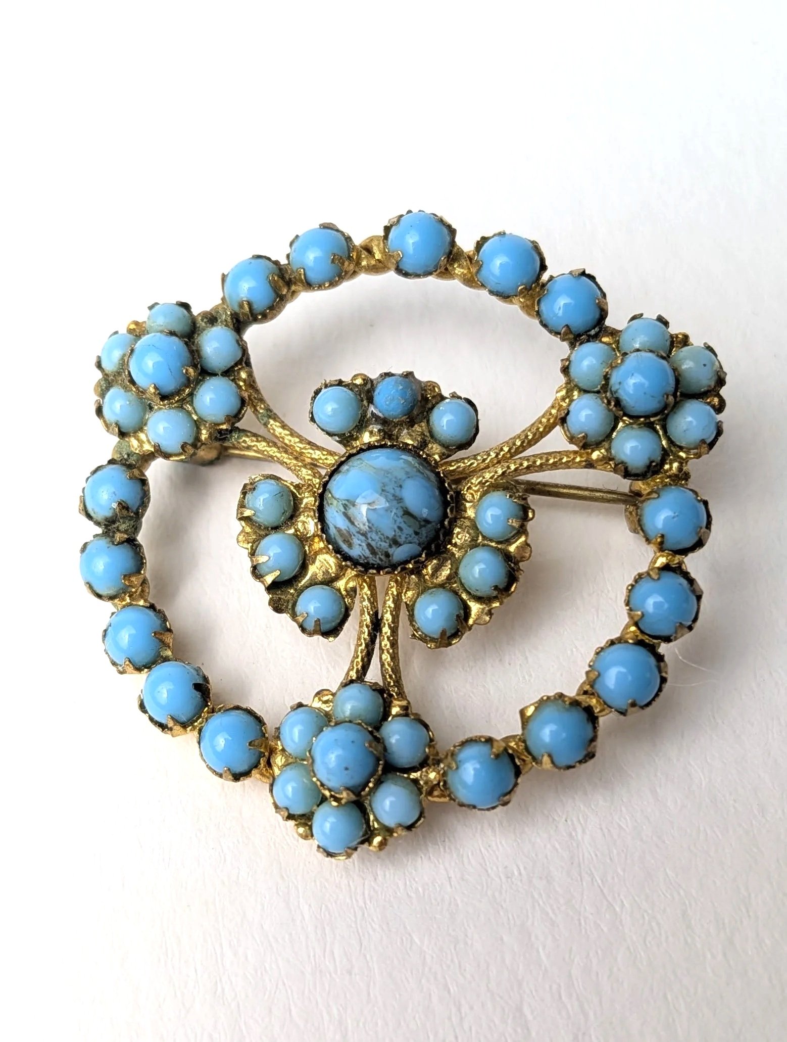 Vintage Deco Signed Czech Glass Brooch